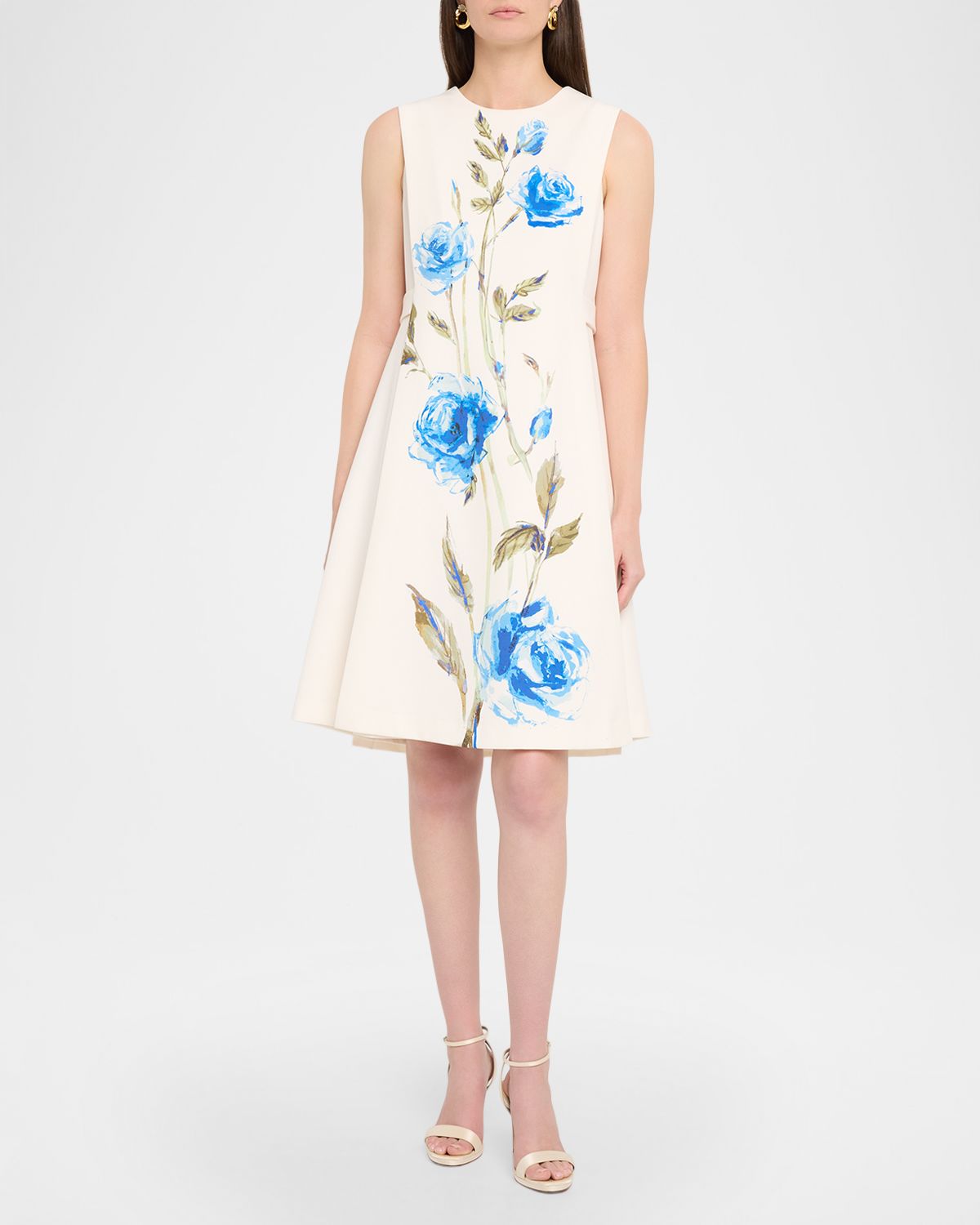 Rickie Freeman for Teri Jon Floral-Print Crepe Apron Dress
