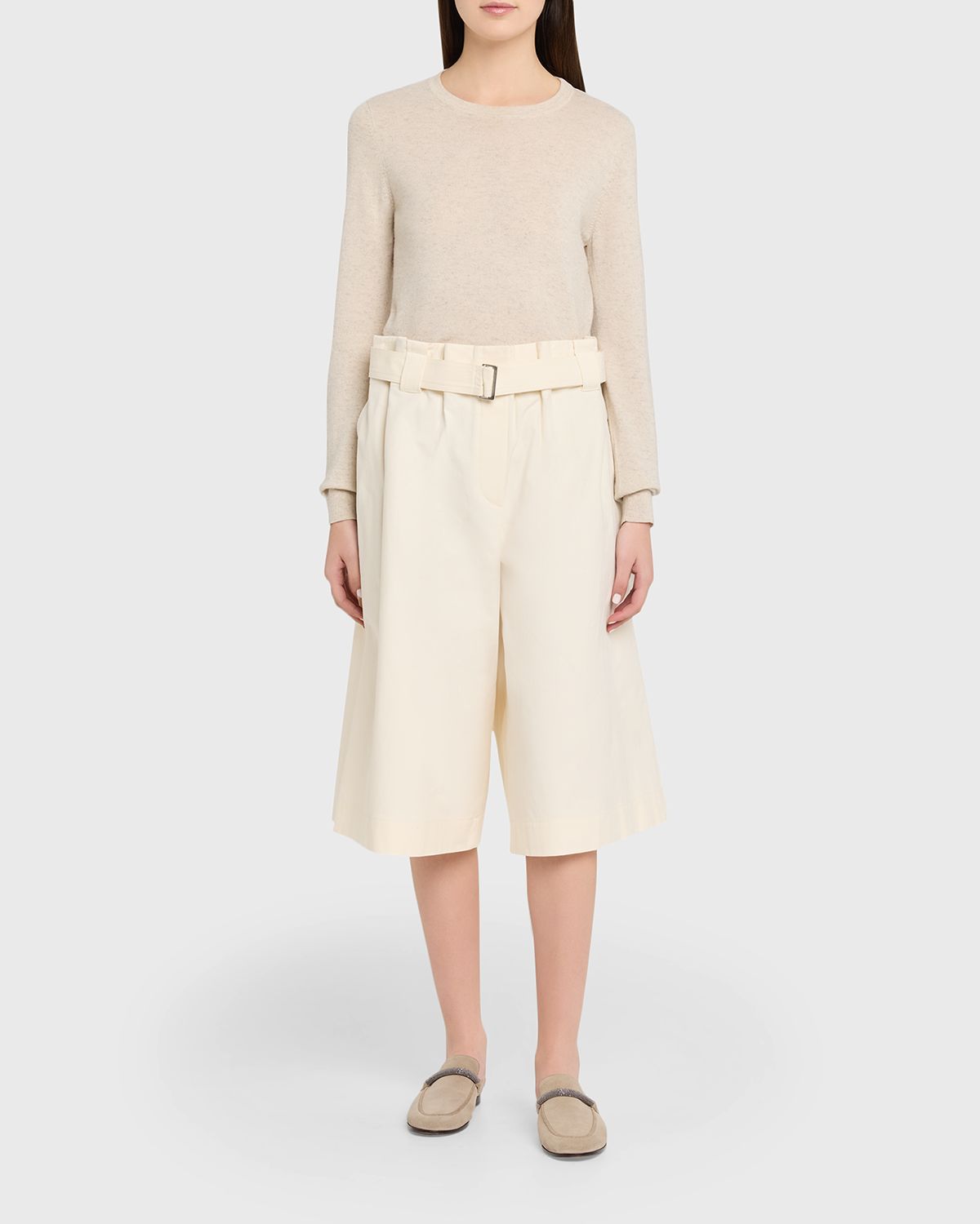 Brunello Cucinelli Belted Wide-Leg Bermuda Shorts