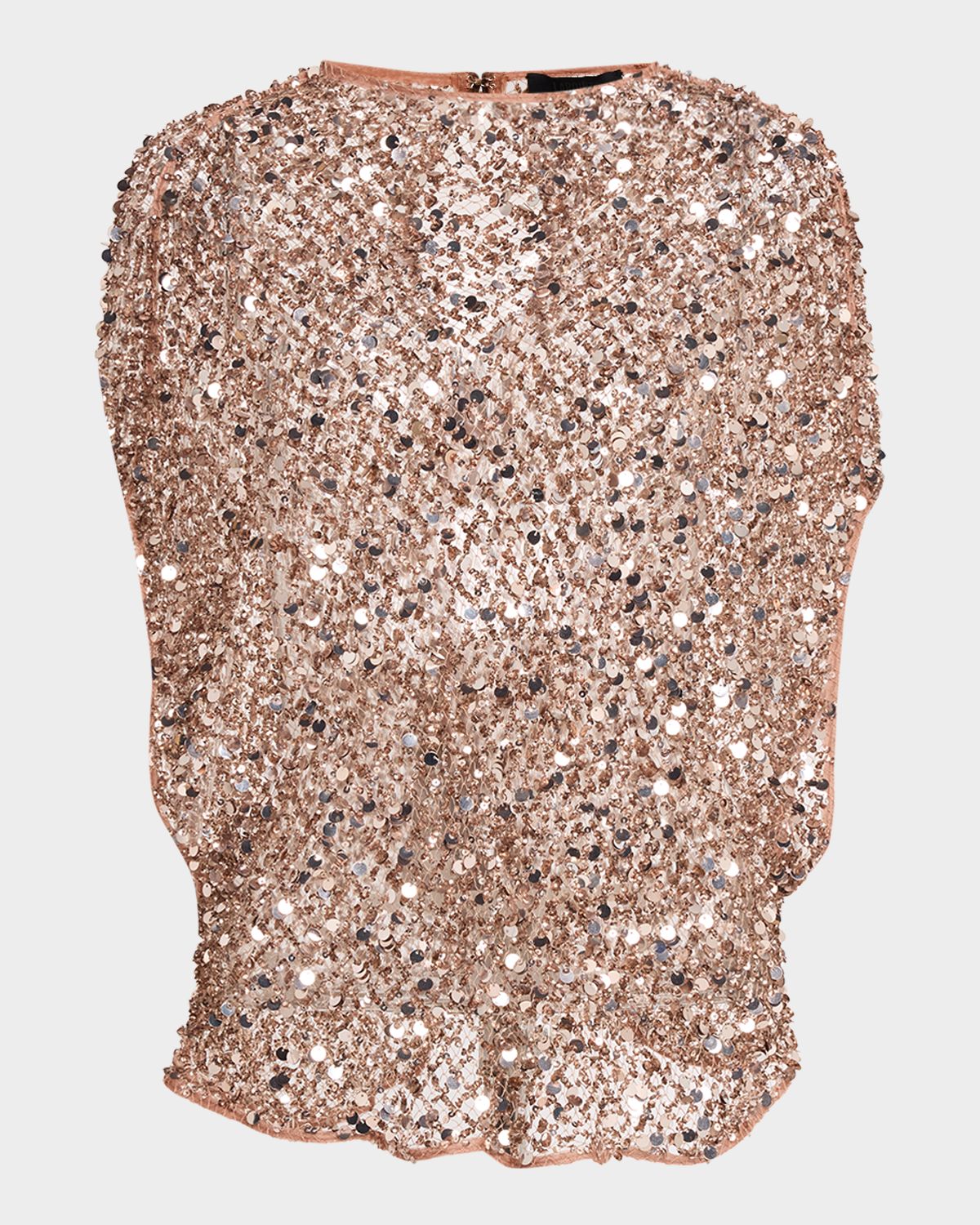 LAPOINTE Sequined Net Mesh Cap-Sleeve Top