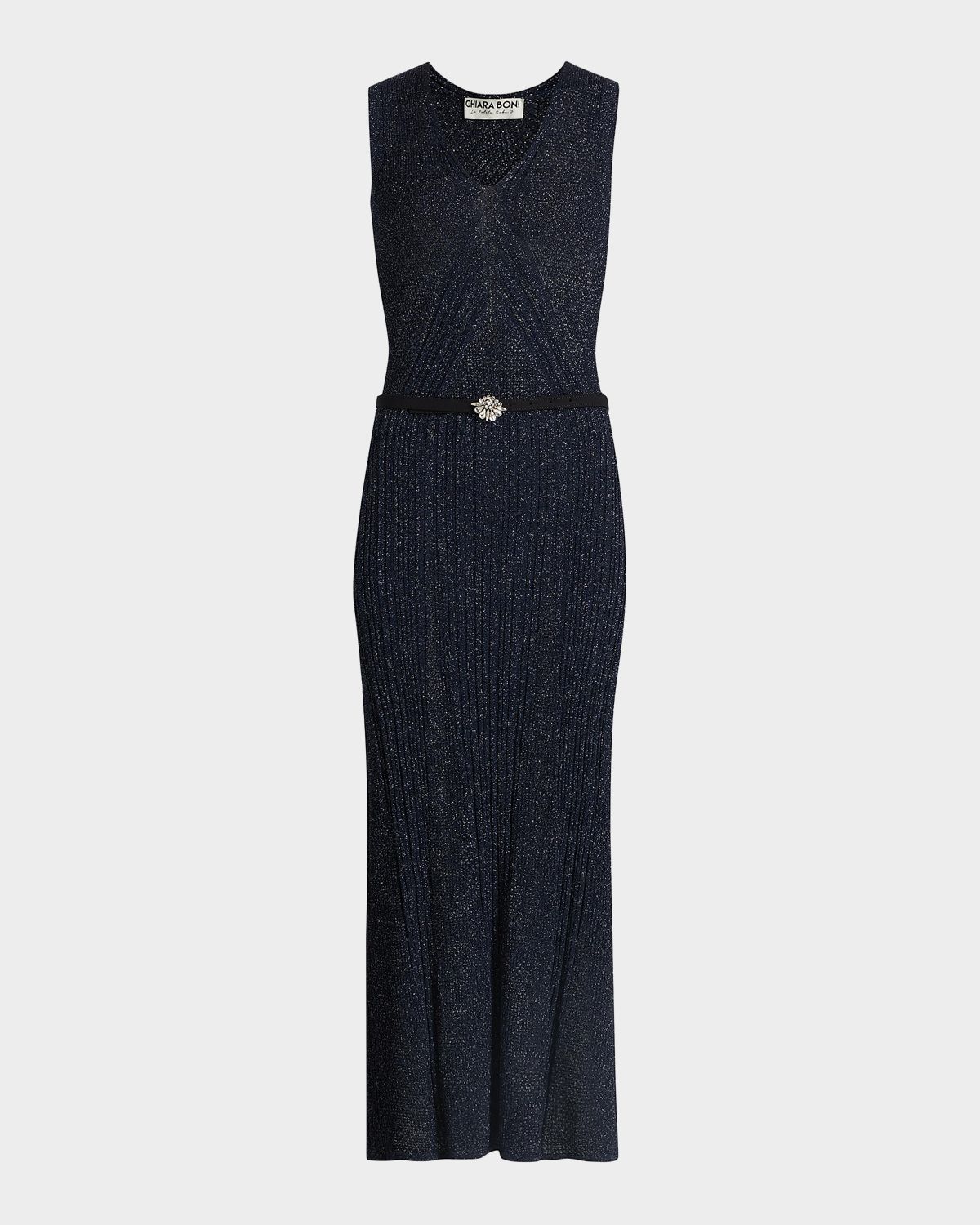 Chiara Boni La Petite Robe Risse Metallic Knit Star Midi-Dress | Thumbnail 8