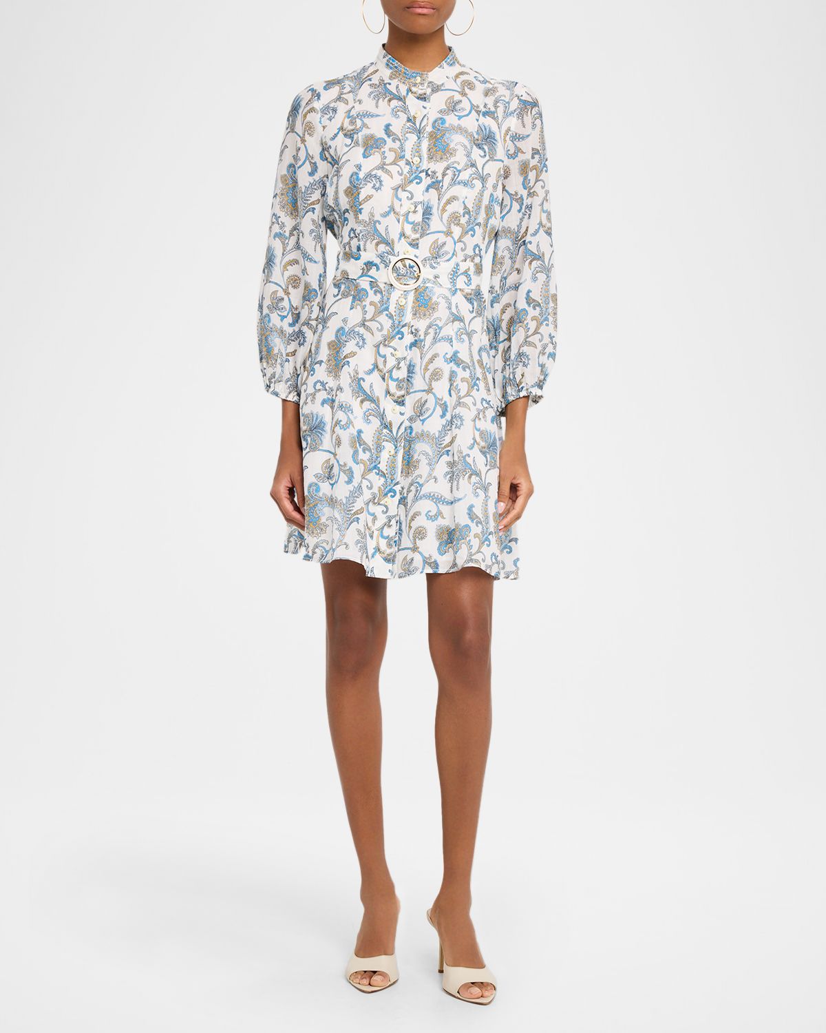 Veronica Beard Kumar Belted Paisley-Print Mini Dress