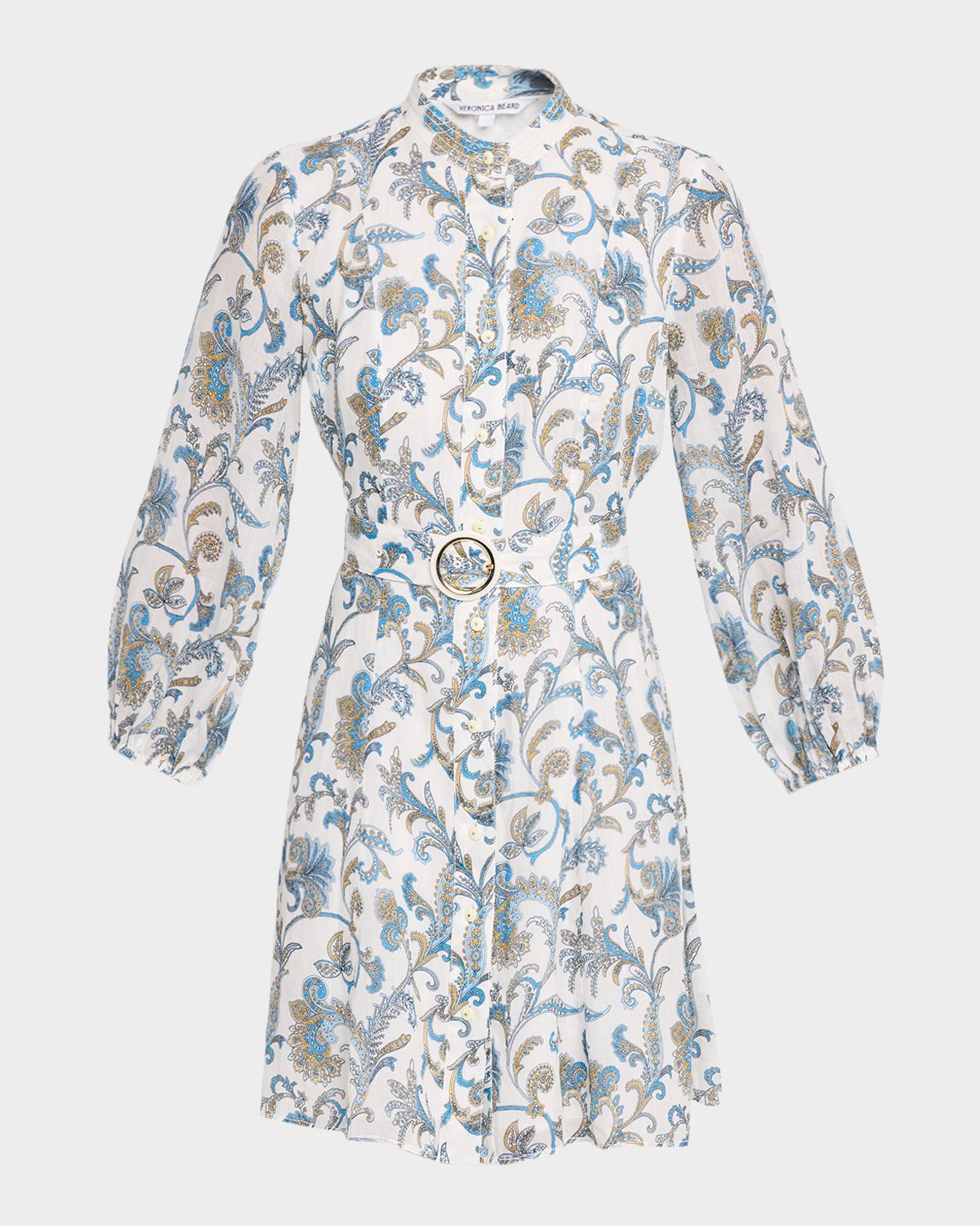Veronica Beard Kumar Belted Paisley-Print Mini Dress