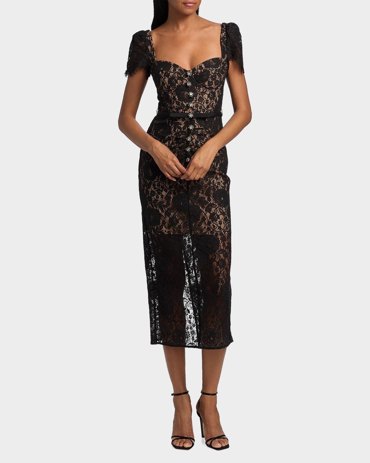 Self-Portrait Sweetheart Lace Midi Dress