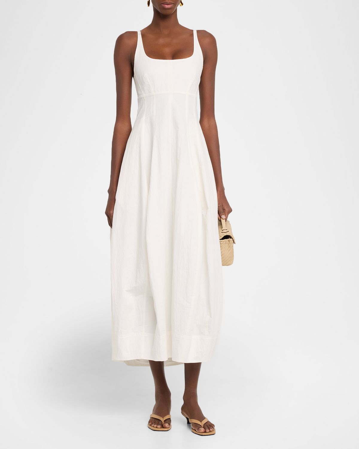 A.L.C. Nina Sleeveless Open-Back Cotton Midi Dress