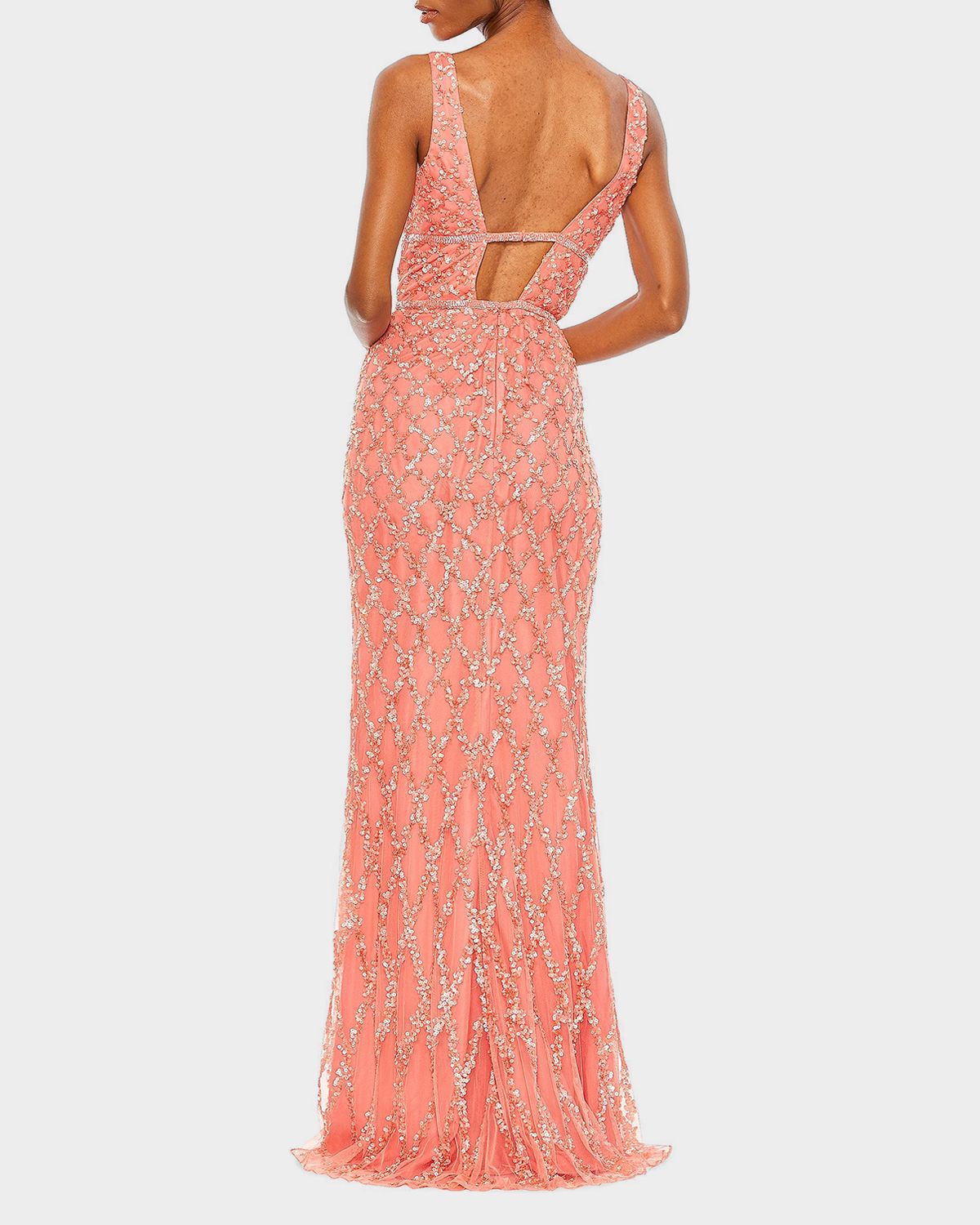 Mac Duggal Embellished V-Neck Column Gown
