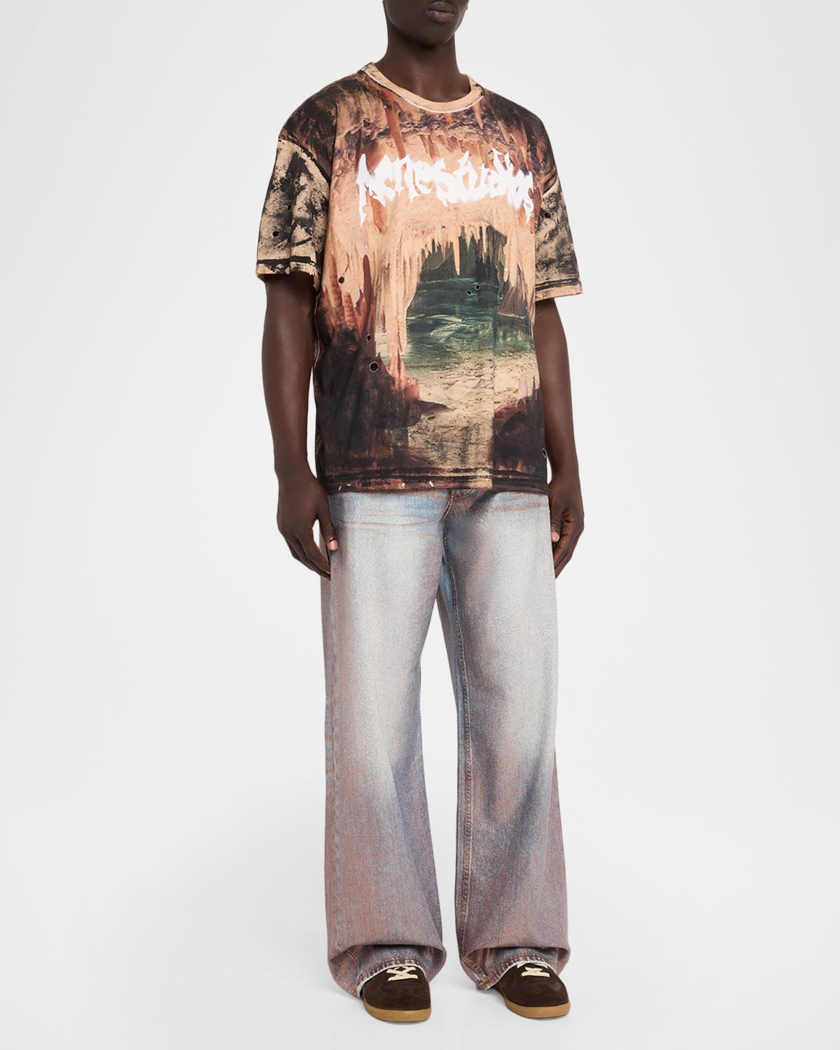 Acne Studios Men 's Eresa Cave Distressed T-Shirt