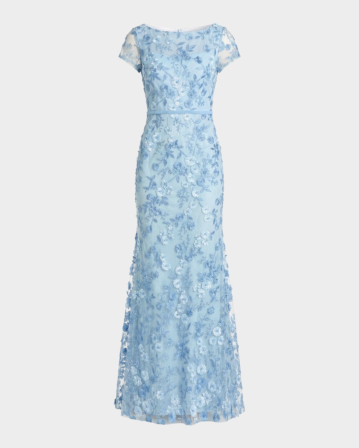 Mac Duggal Floral-Embroidered Trumpet Gown