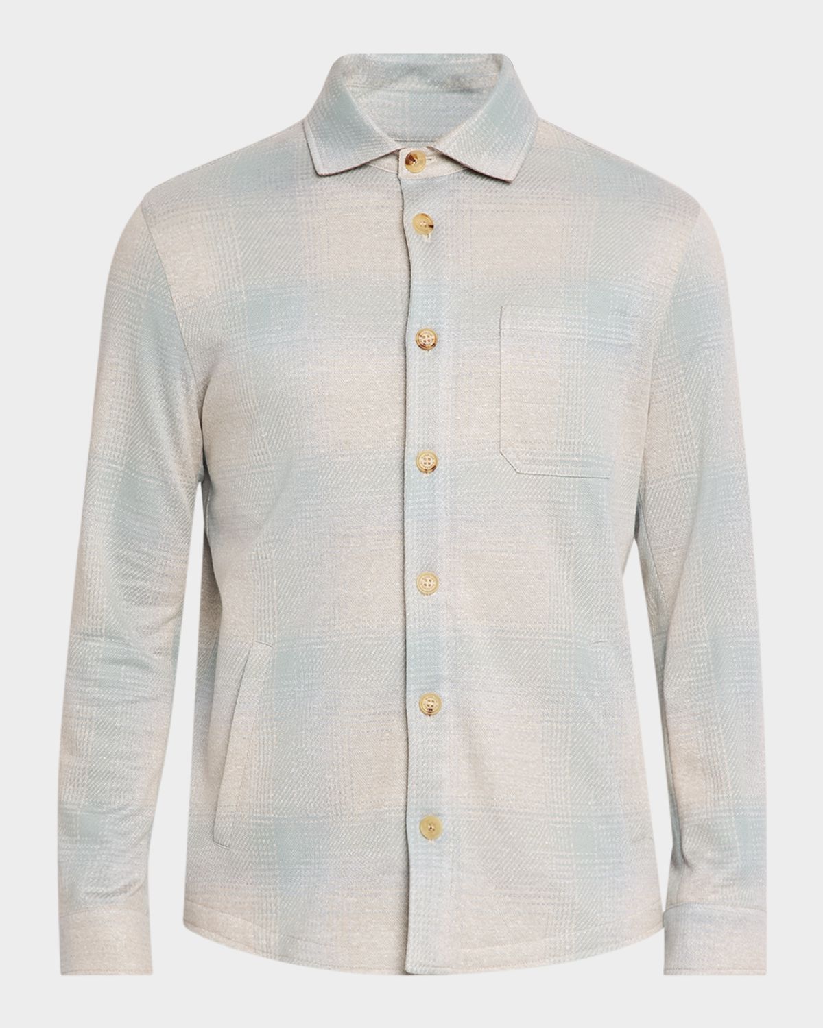 Isaia Men 's Cotton-Linen Seersucker Overshirt