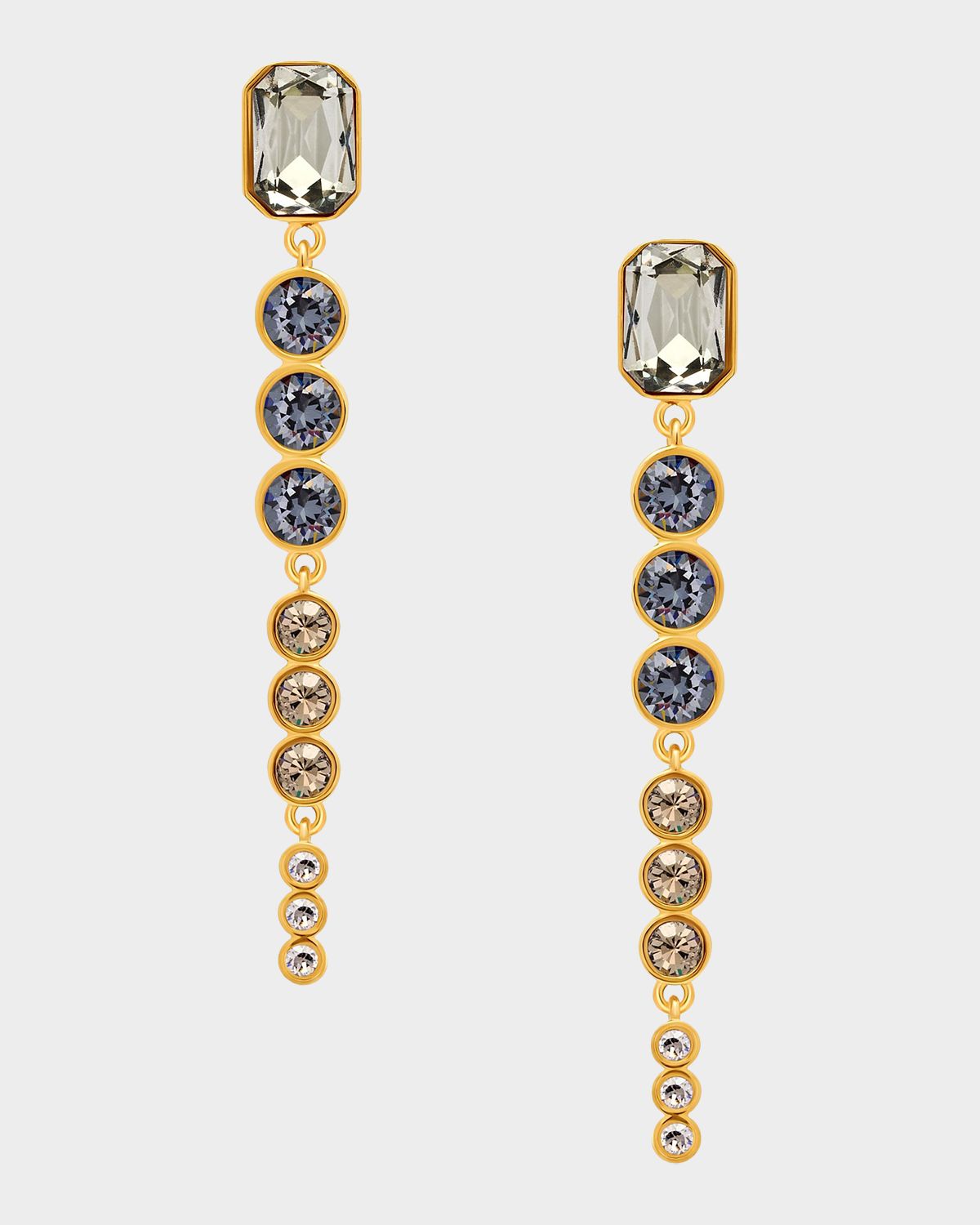 Oscar de la Renta Goldtone Cascading Rhinestone Graduated Drop Earrings