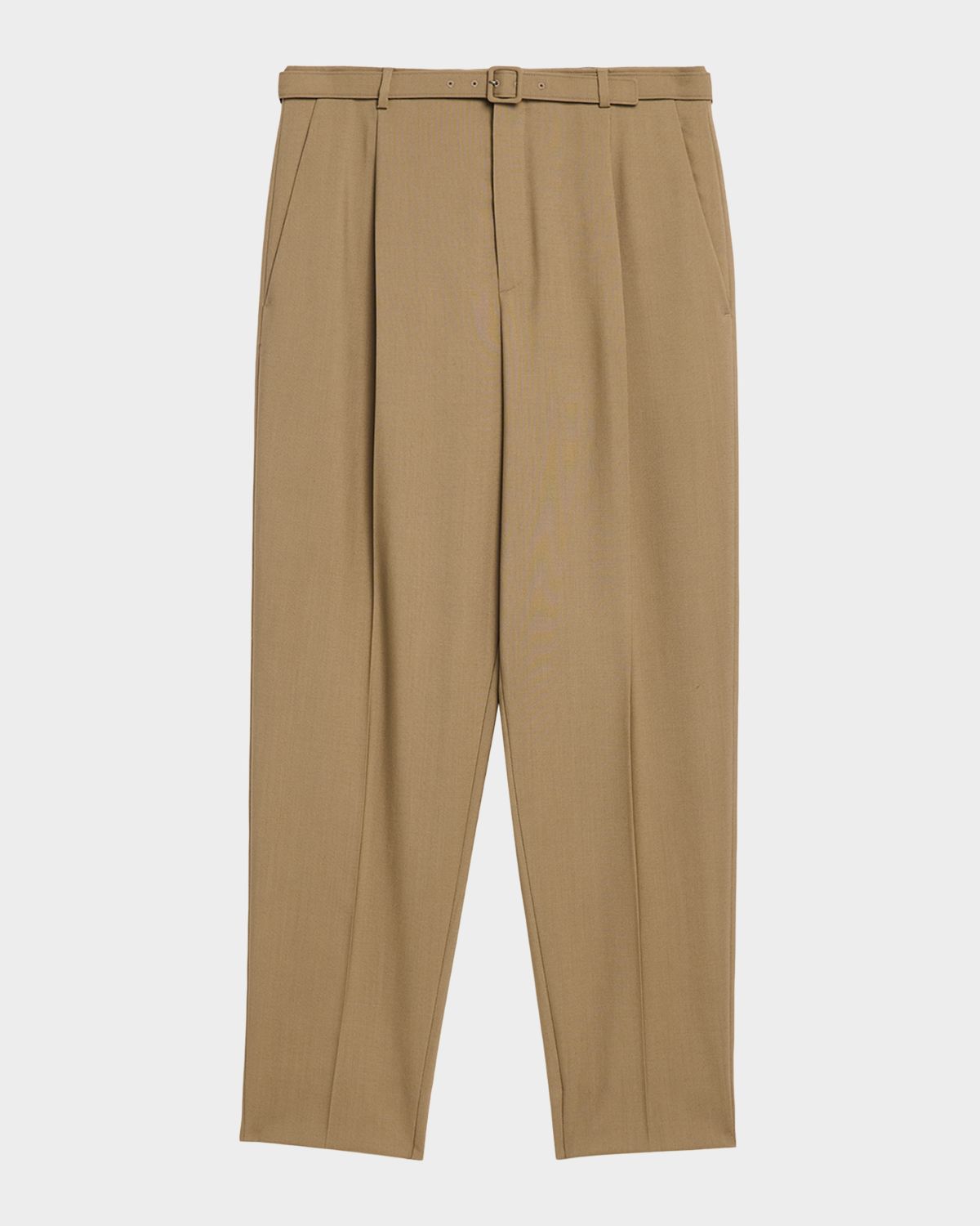 Saint Laurent Men 's Wool and Mohair Single-Pleat Belted Pants
