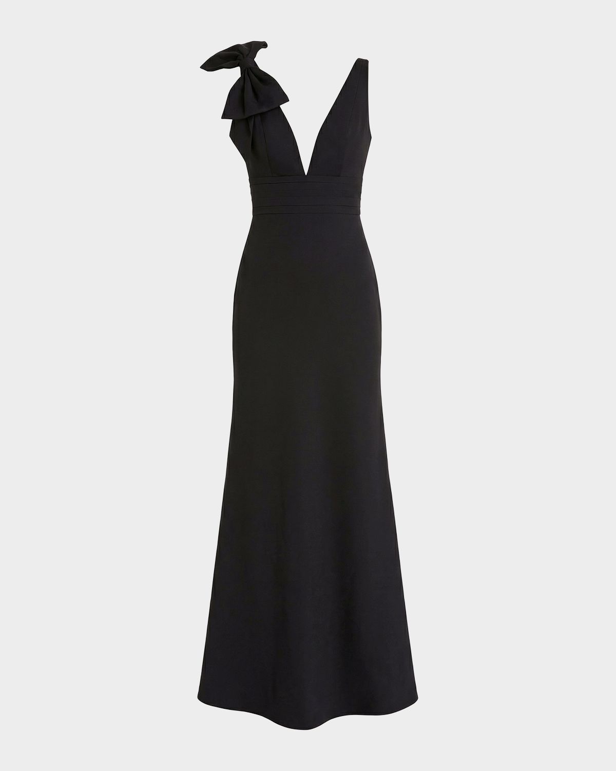 Mac Duggal Plunging Crepe Mermaid Gown