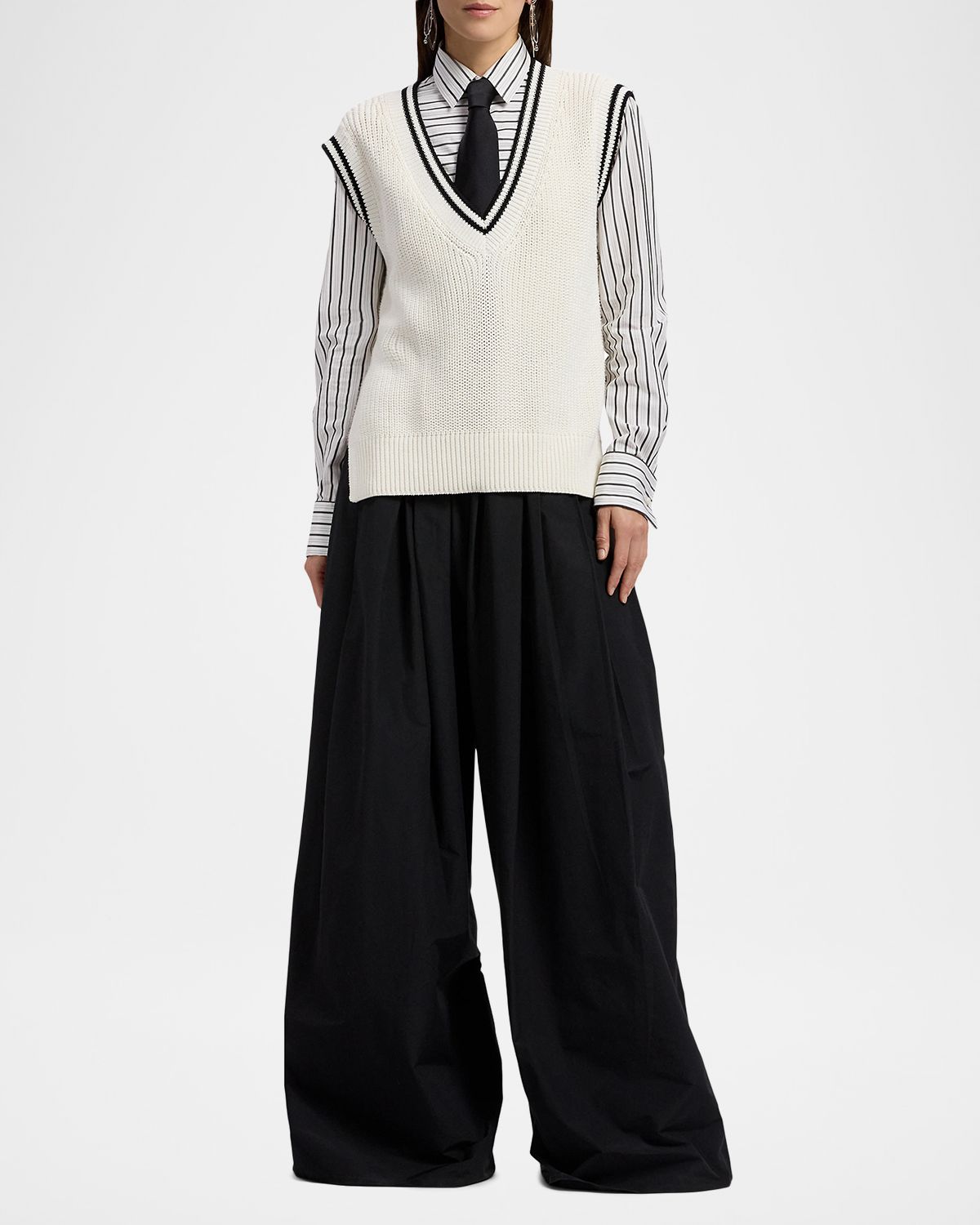 Ralph Lauren Collection Deep V-Neck Cotton-Silk Knit Vest