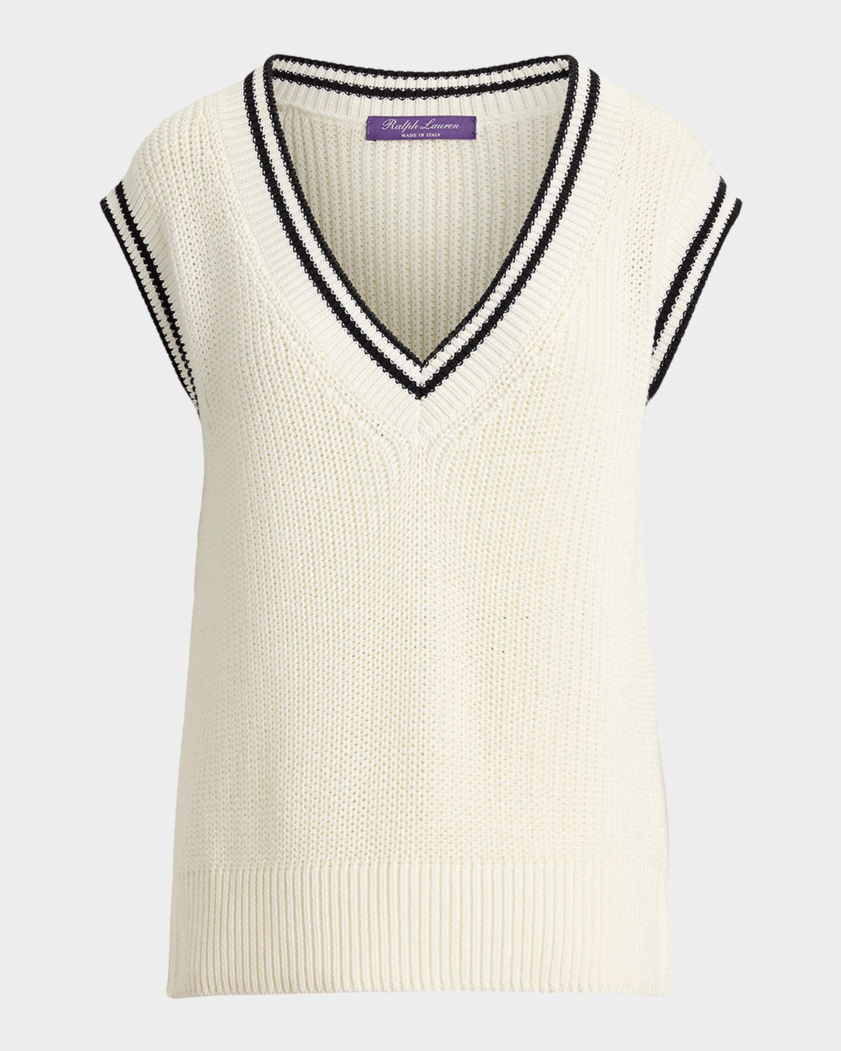 Ralph Lauren Collection Deep V-Neck Cotton-Silk Knit Vest