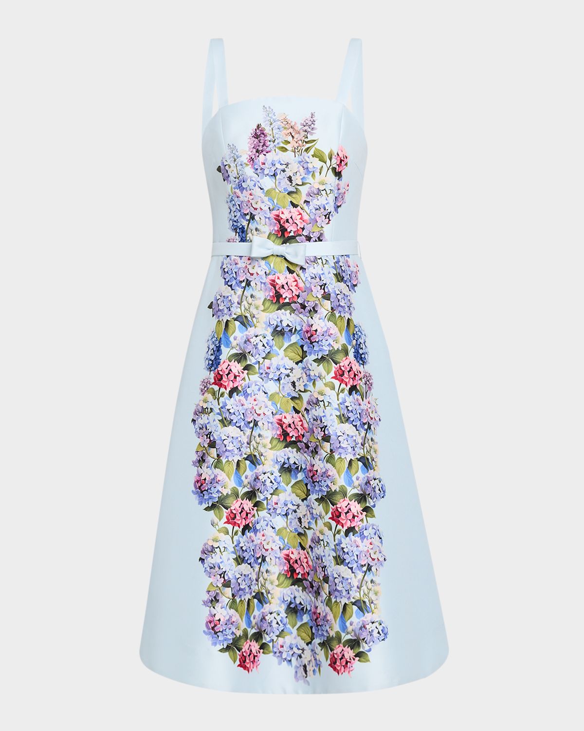 Rickie Freeman for Teri Jon Sleeveless Floral-Print Mikado Midi Dress