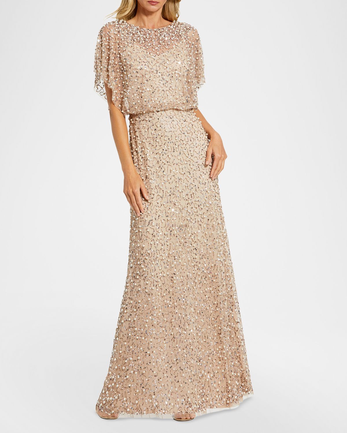 Mac Duggal Petite Beaded Blouson Column Gown | Thumbnail 4 Mac Duggal Petite Beaded Blouson Column Gown | Thumbnail 4