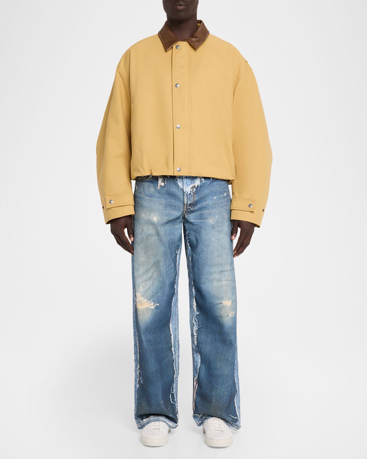 Acne Studios Men 's Opado Satin Leather-Collar Bomber Jacket