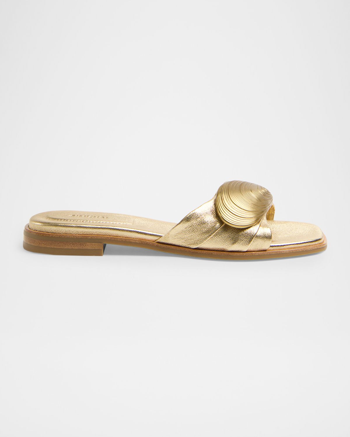 SIMKHAI Gigi Oyster Metallic Leather Slide Sandals