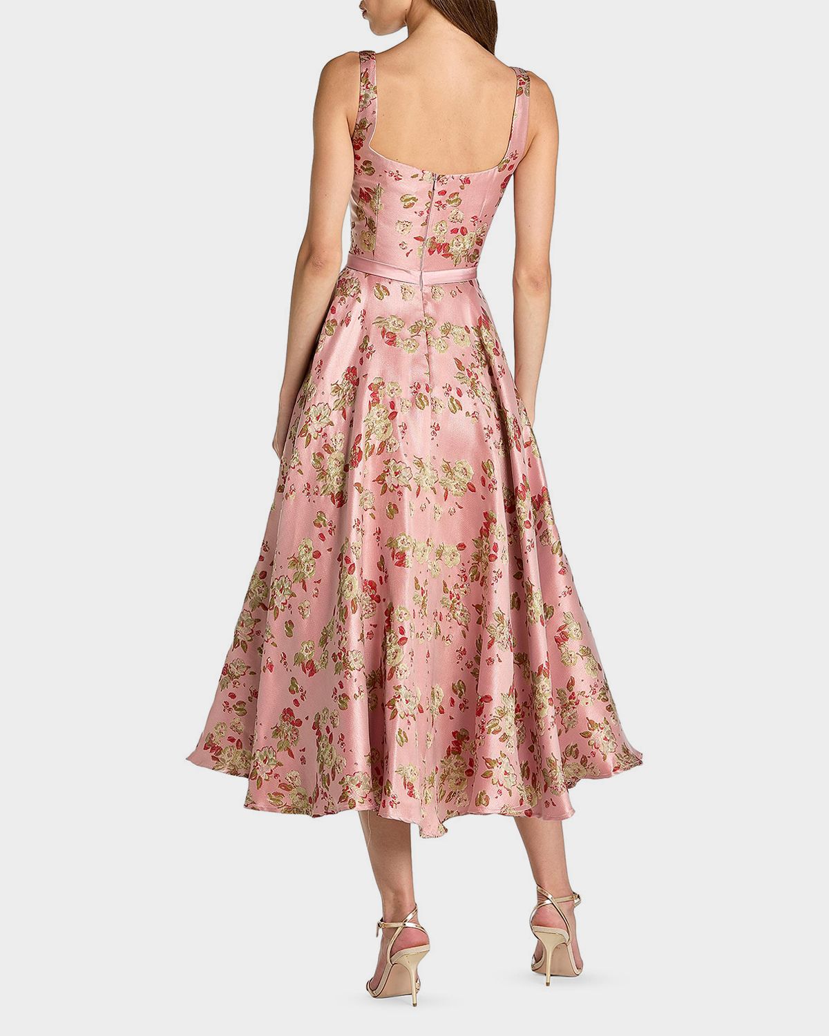 Mac Duggal Floral Brocade A-Line Midi-Dress