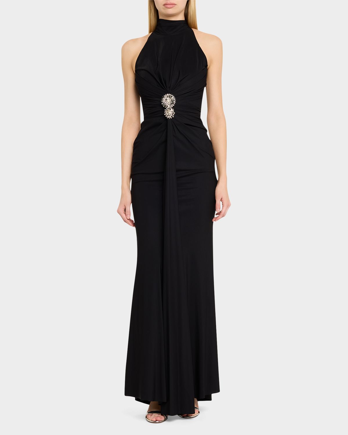 Chiara Boni La Petite Robe Nitsa Floral-Embellished Halter Column Gown | Thumbnail 5 Chiara Boni La Petite Robe Nitsa Floral-Embellished Halter Column Gown | Thumbnail 5