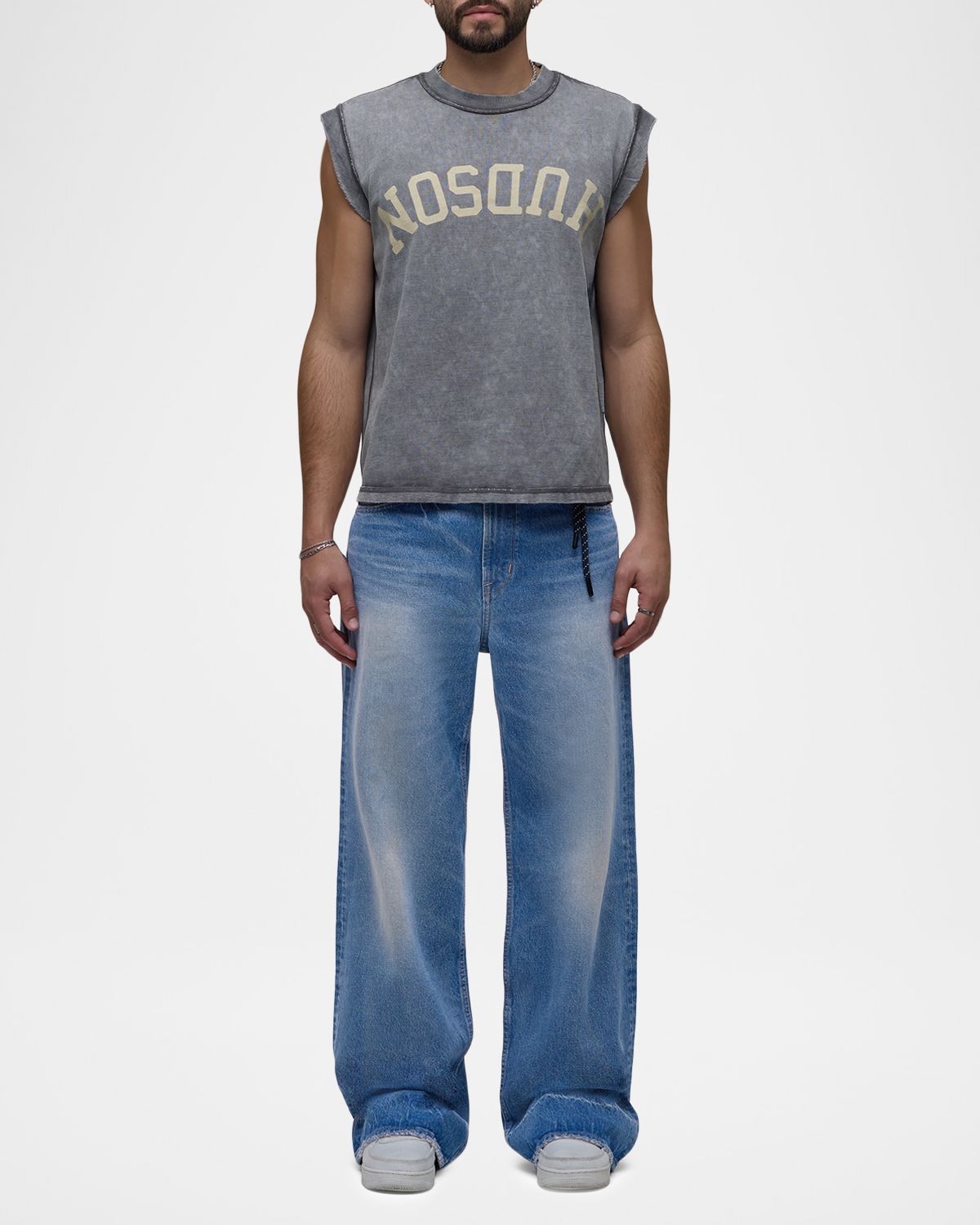 Hudson Men 's Luca Wide Leg Drawcord-Belted Jeans