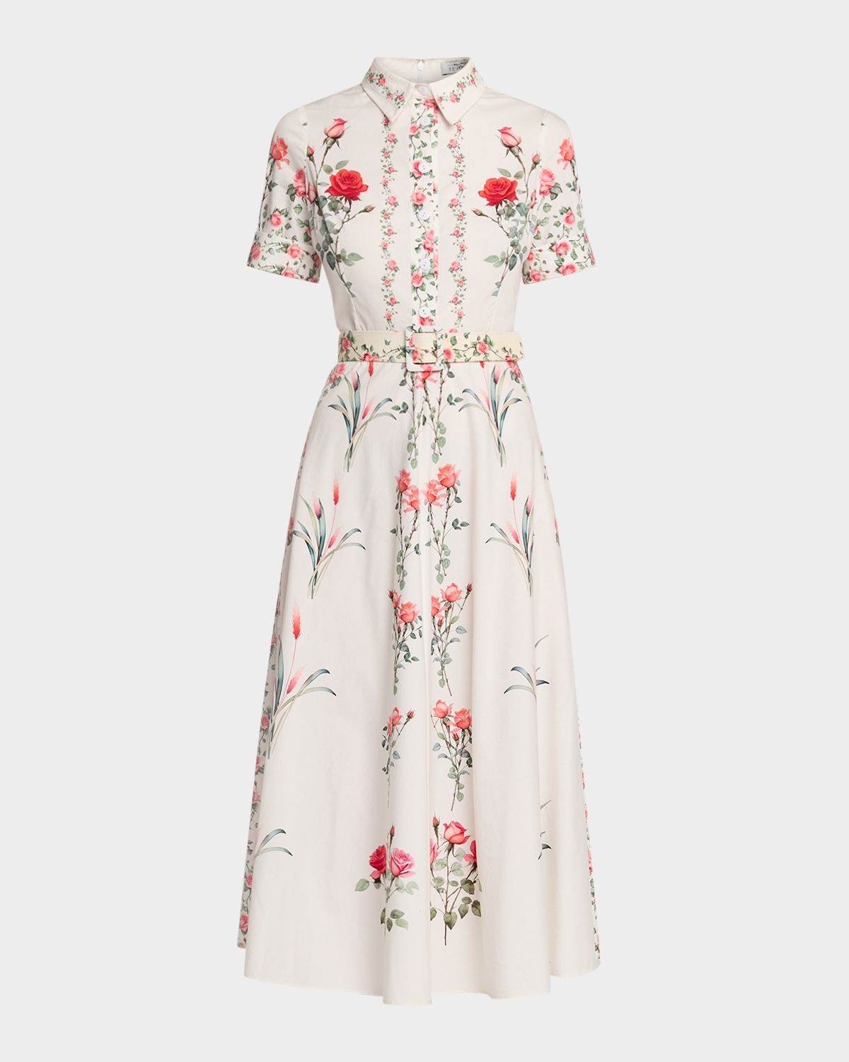 Rickie Freeman for Teri Jon Rose-Print Cotton Collared Shirtdress | Thumbnail 6 Rickie Freeman for Teri Jon Rose-Print Cotton Collared Shirtdress | Thumbnail 6