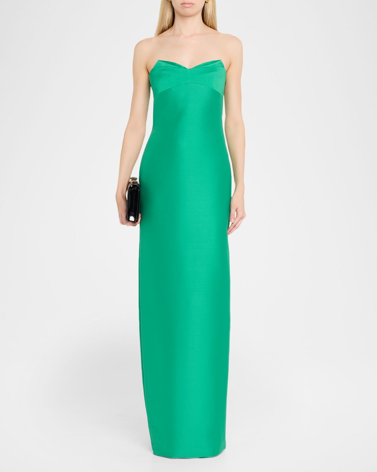 Badgley Mischka Strapless Fold-Over Column Gown