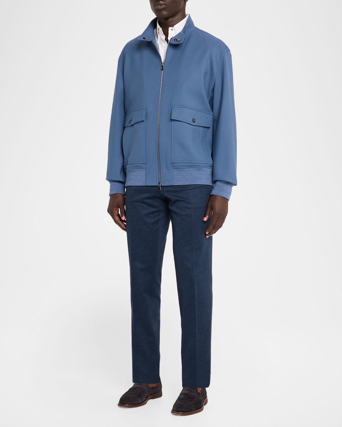Isaia Baracuta Stretch-Wool Zip-Up Bomber Jacket