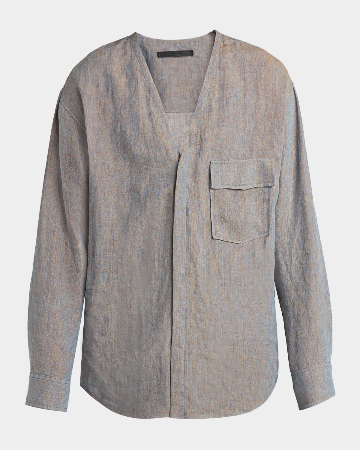 Giorgio Armani Men 's Linen Relaxed V-Neck Button Down Shirt