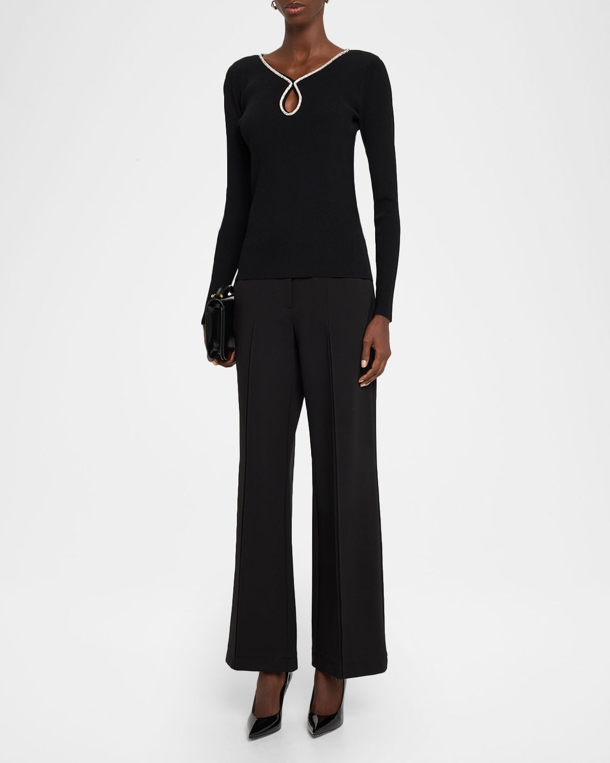 Elie Tahari Saddy Mid-Rise Cropped Pants