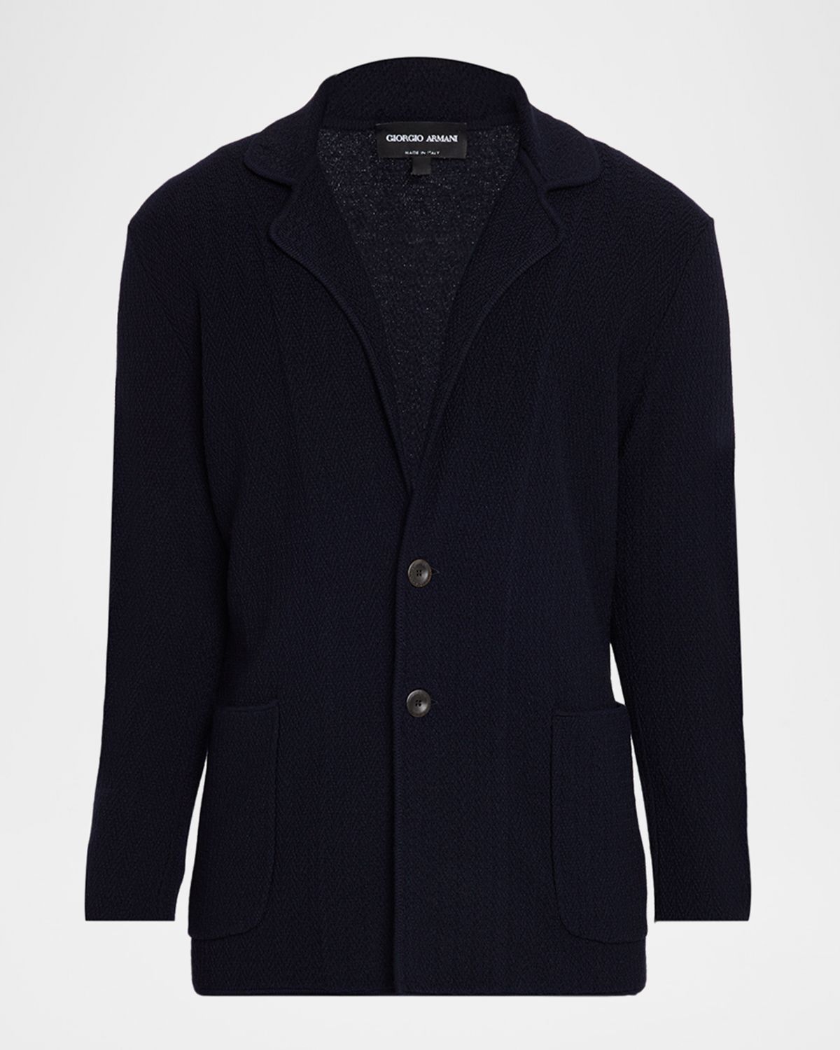Giorgio Armani Men 's Chevron Stitch Cotton Knit Blazer