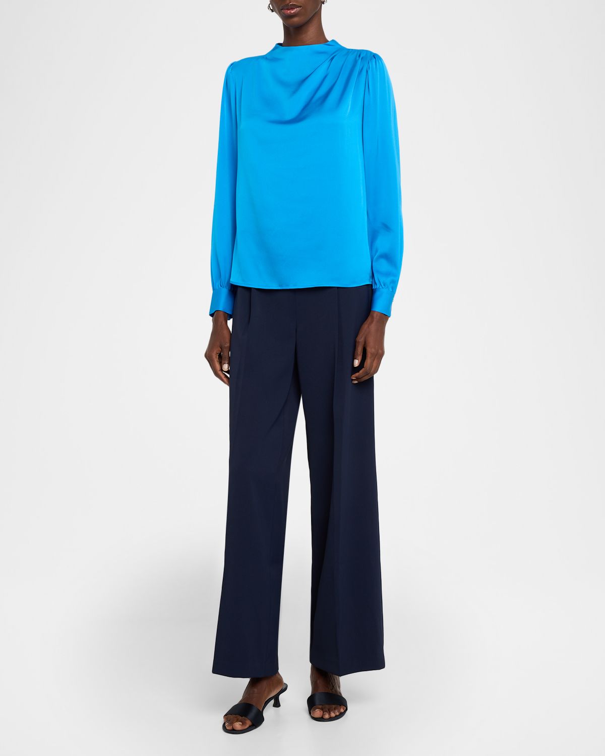 Elie Tahari Tien Floral Silk Mock-Turtleneck Blouse