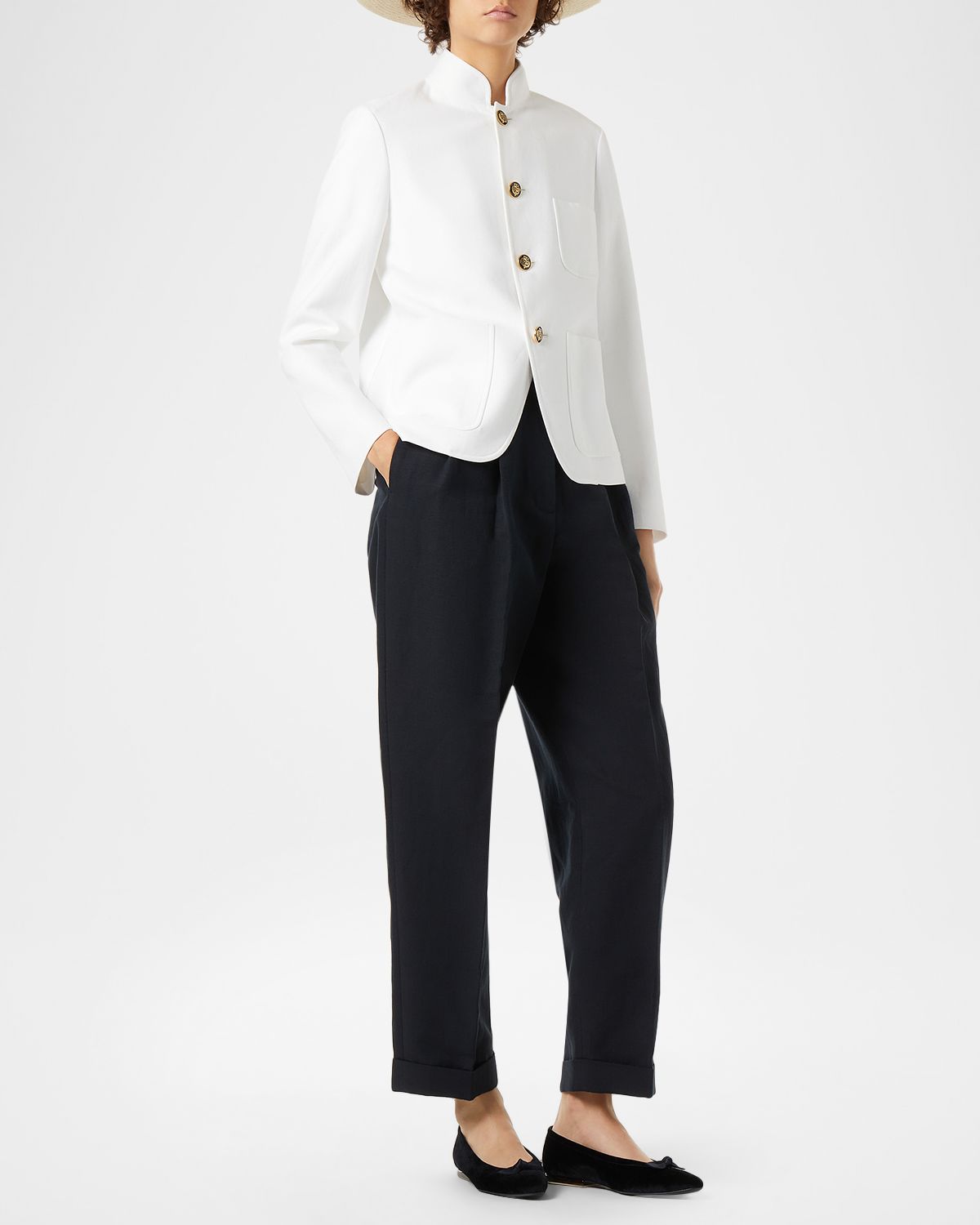 Loro Piana Cale Linen Straight-Leg Ankle Trousers
