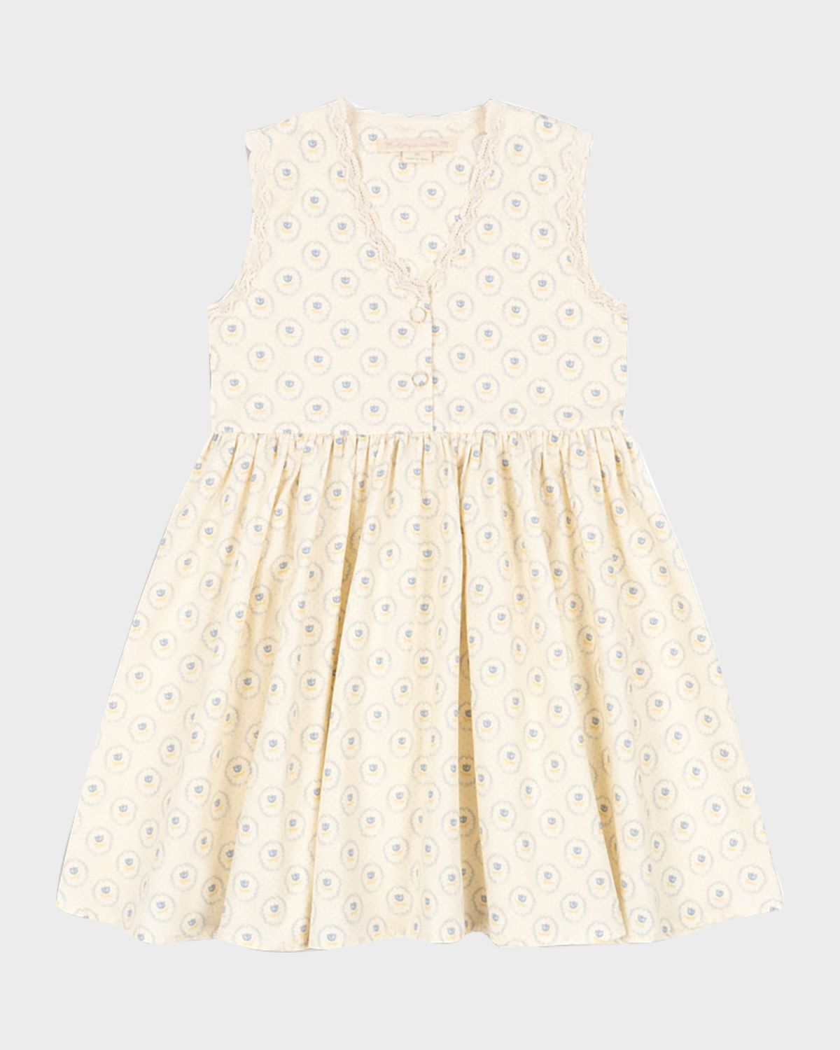 Konges Slojd Girl 's Coeur Sleeveless Cotton Lace-Trim Dress, Size 18M-10
