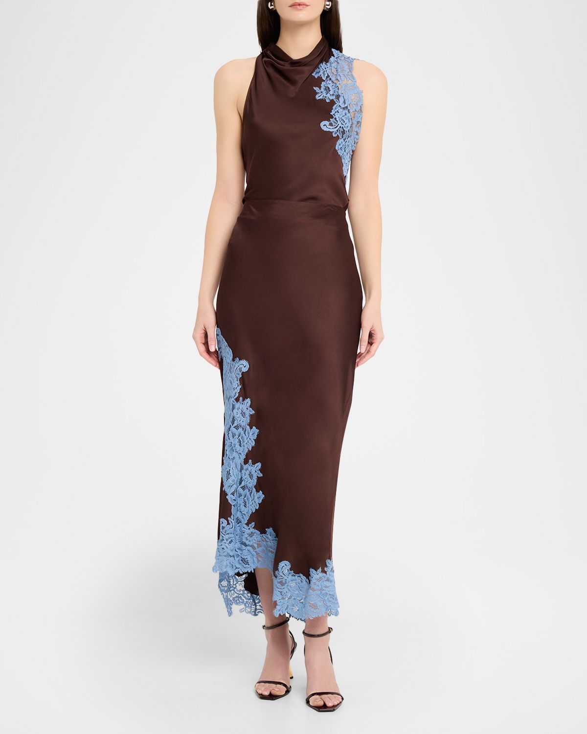 A.L.C. Olivia Crepe and Lace Midi Skirt