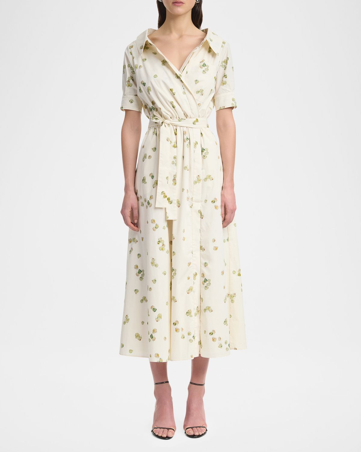 Altuzarra Lydia Floral-Print Waist-Tie Midi Dress