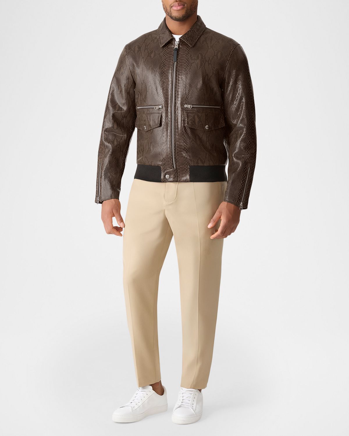 Mackage Men 's Jakari Snake Pattern Leather Zip Jacket