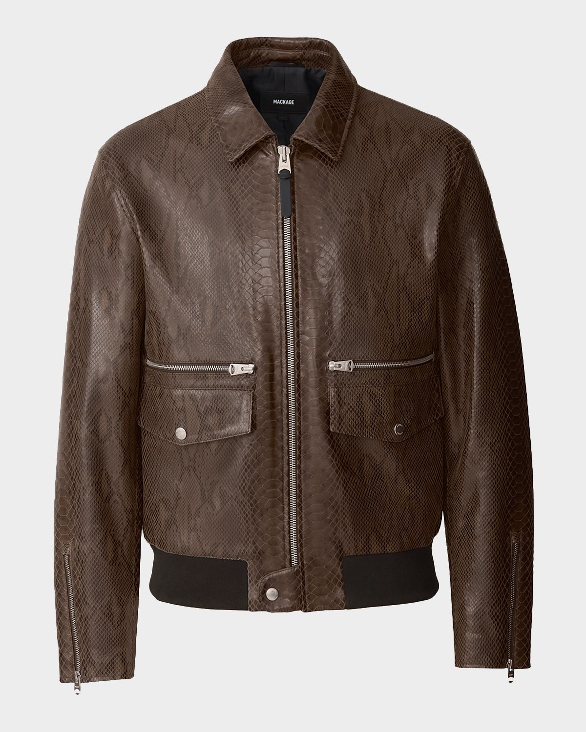 Mackage Men 's Jakari Snake Pattern Leather Zip Jacket