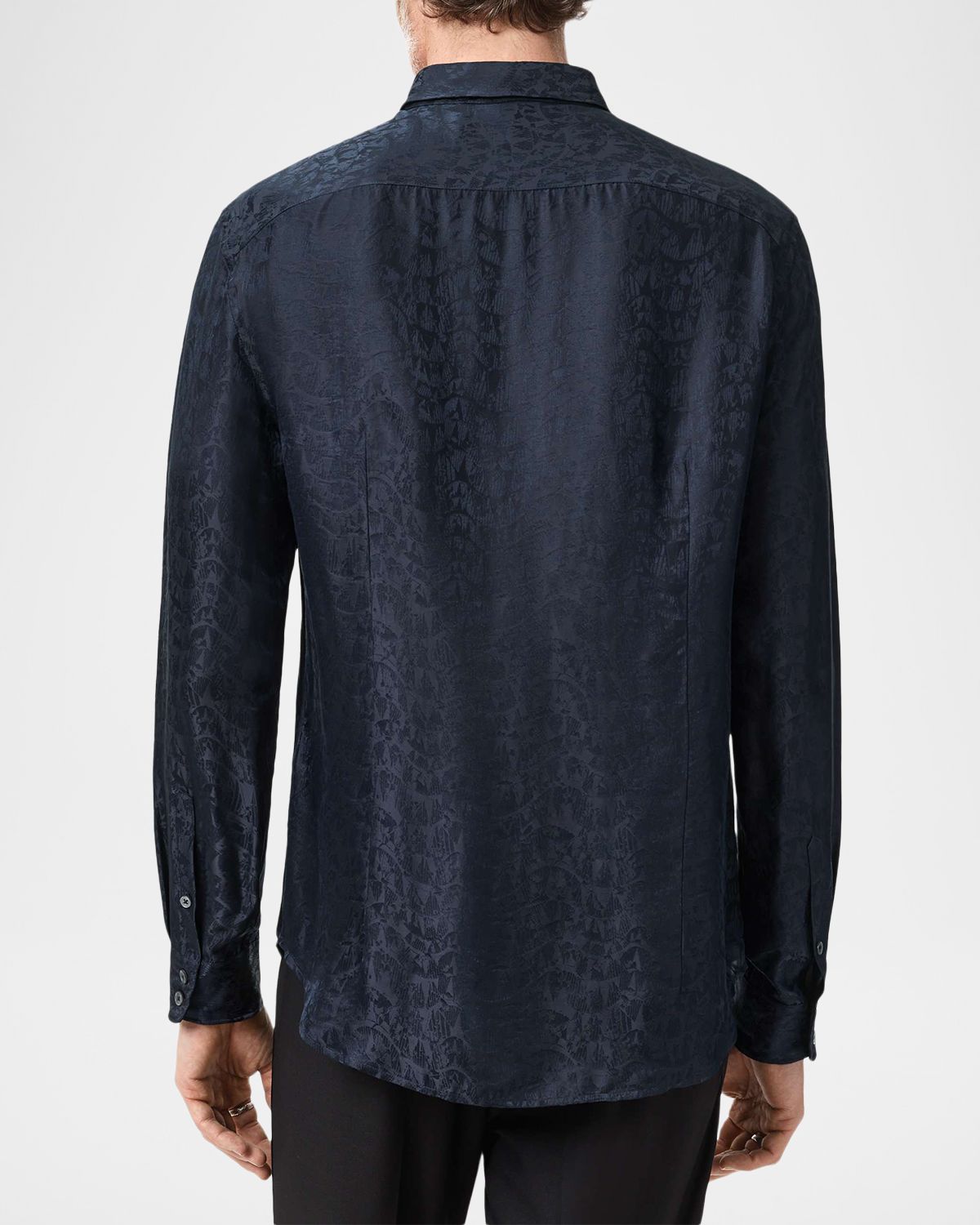 John Varvatos Men 's Orchard Jacquard Silk-Blend Slim Sport Shirt | Thumbnail 3 John Varvatos Men 's Orchard Jacquard Silk-Blend Slim Sport Shirt | Thumbnail 3