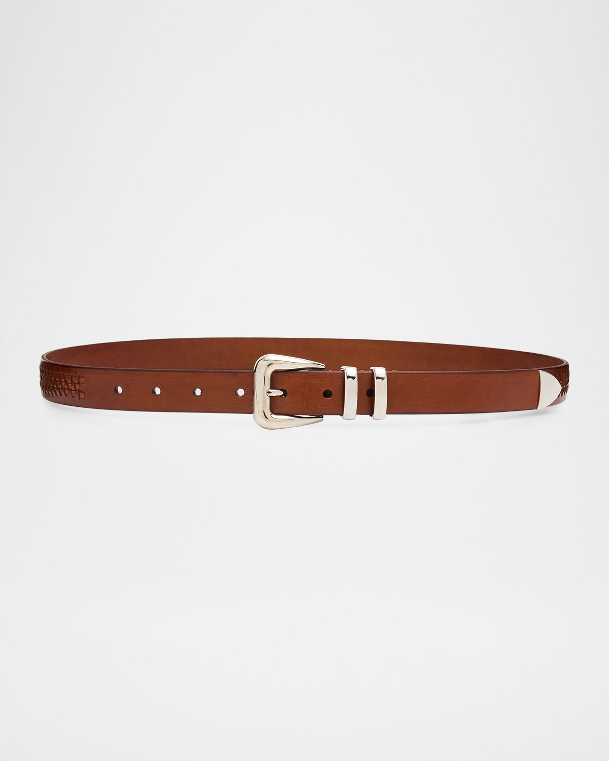 Brunello Cucinelli Men 's Woven Leather Western-Buckle Belt | Thumbnail 5 Brunello Cucinelli Men 's Woven Leather Western-Buckle Belt | Thumbnail 5
