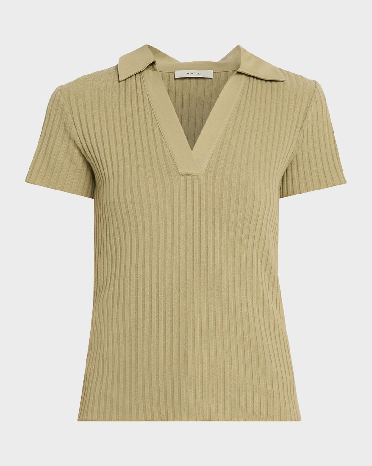 Vince Ribbed Cotton-Blend Polo Shirt