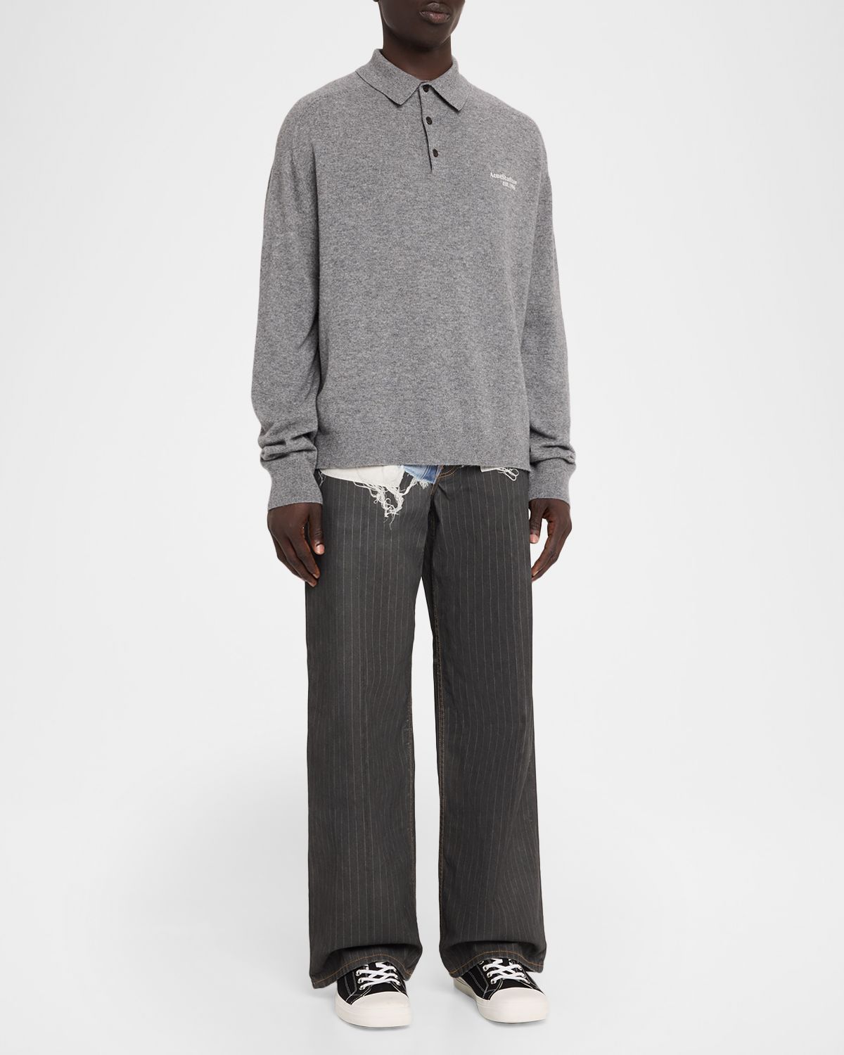 Acne Studios Men 's Kluxey Embroidered Logo Wool Polo Sweater
