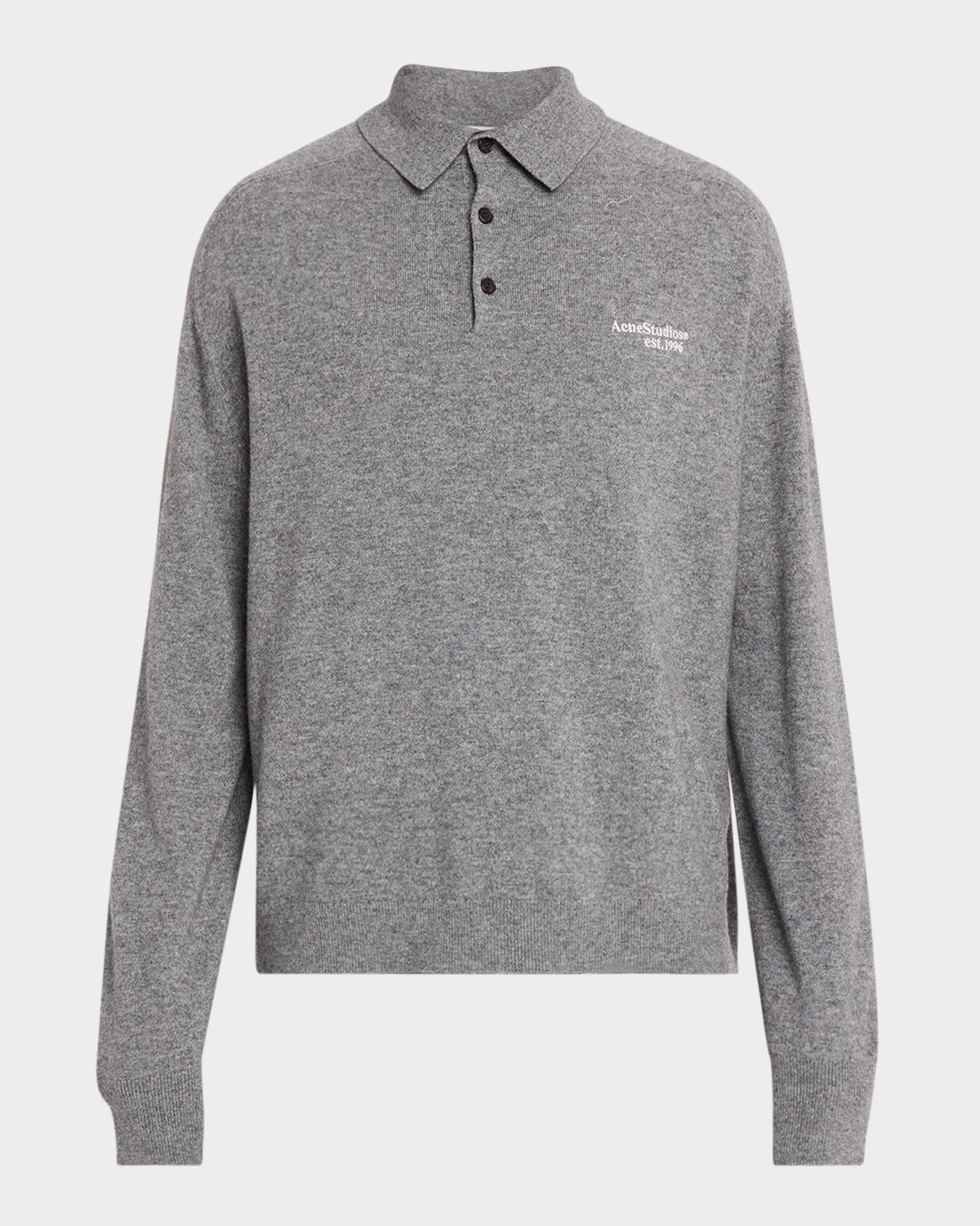 Acne Studios Men 's Kluxey Embroidered Logo Wool Polo Sweater | Thumbnail 6 Acne Studios Men 's Kluxey Embroidered Logo Wool Polo Sweater | Thumbnail 6