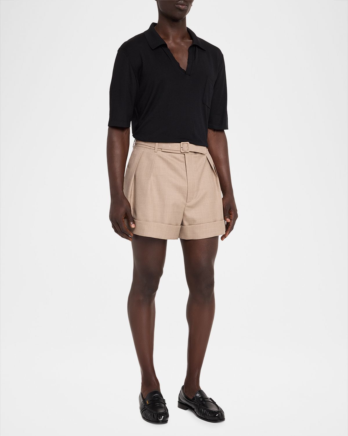 Saint Laurent Men 's Wool and Cotton Tailored-Fit Belted Shorts