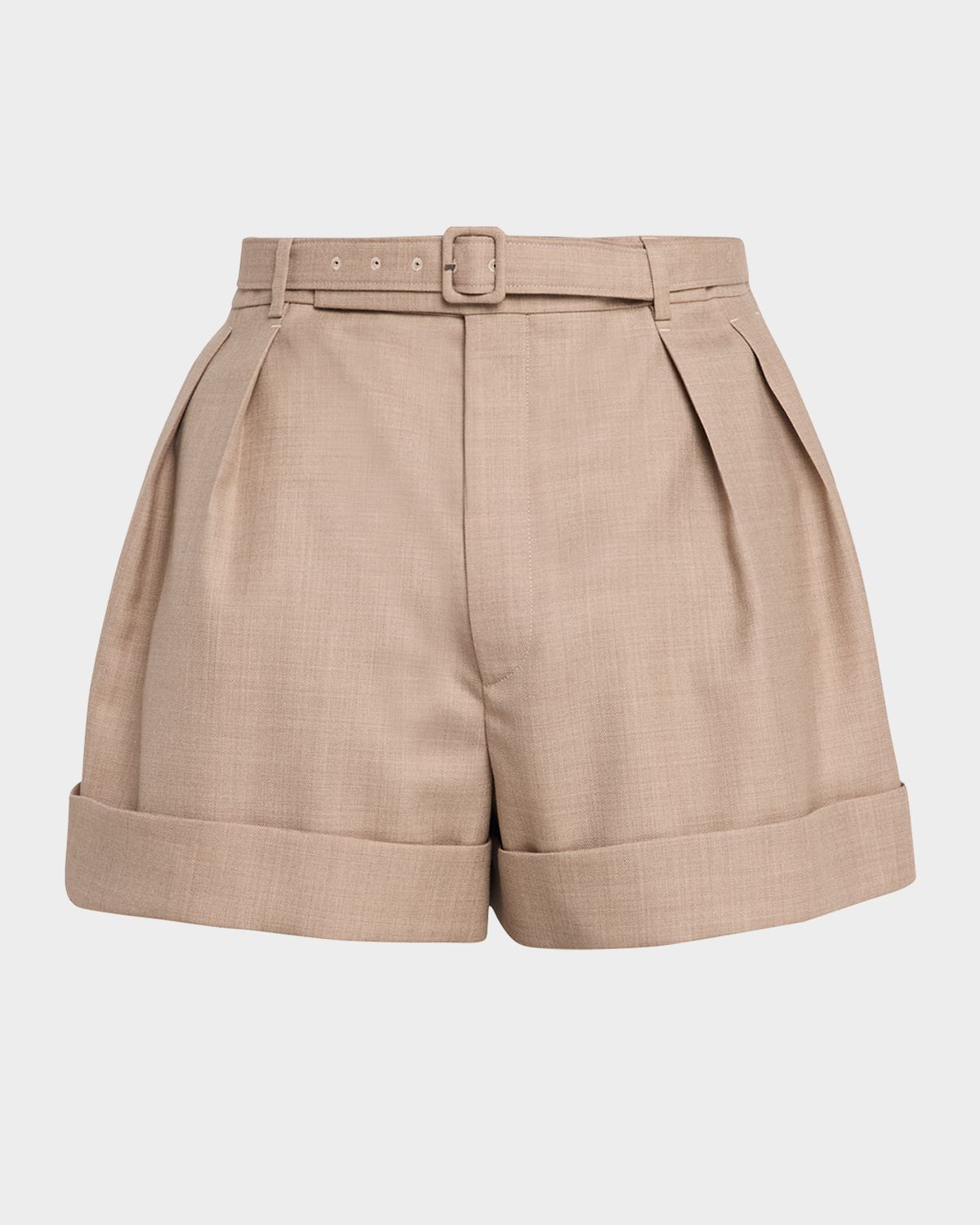 Saint Laurent Men 's Wool and Cotton Tailored-Fit Belted Shorts