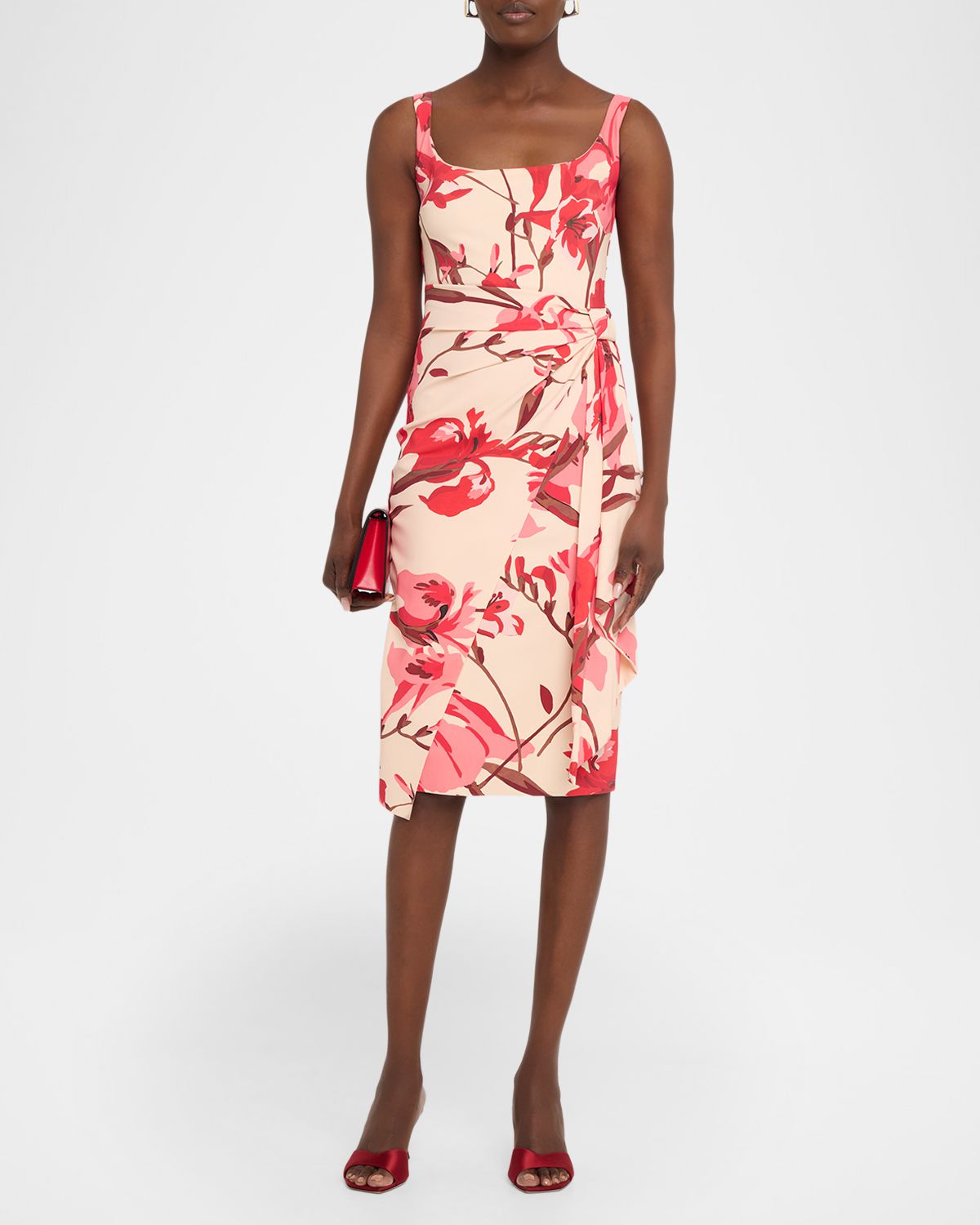 Chiara Boni La Petite Robe Ermy Sleeveless Pleated Floral-Print Dress