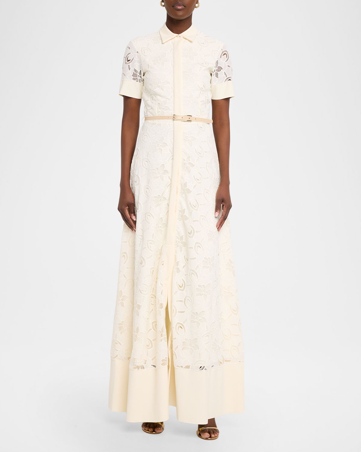 Chiara Boni La Petite Robe Feria Floral-Embroidered Maxi Shirtdress