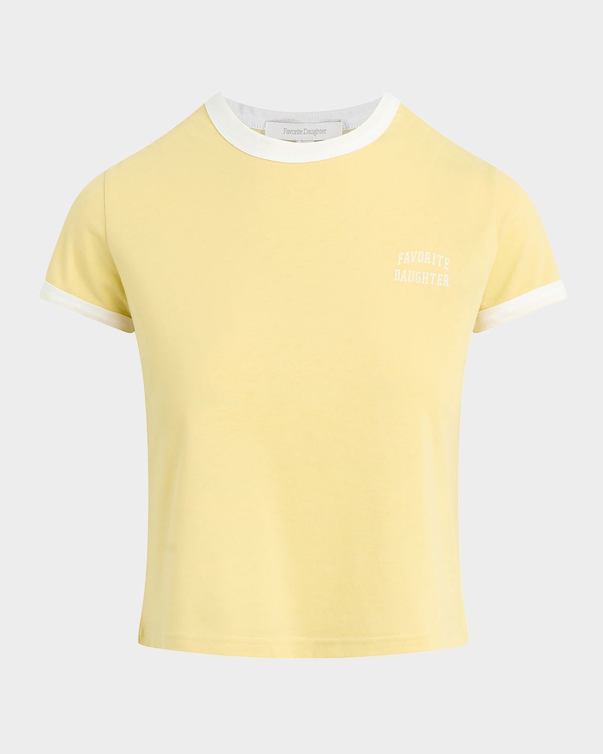 Favorite Daughter Chest Logo Cropped Ringer T-Shirt