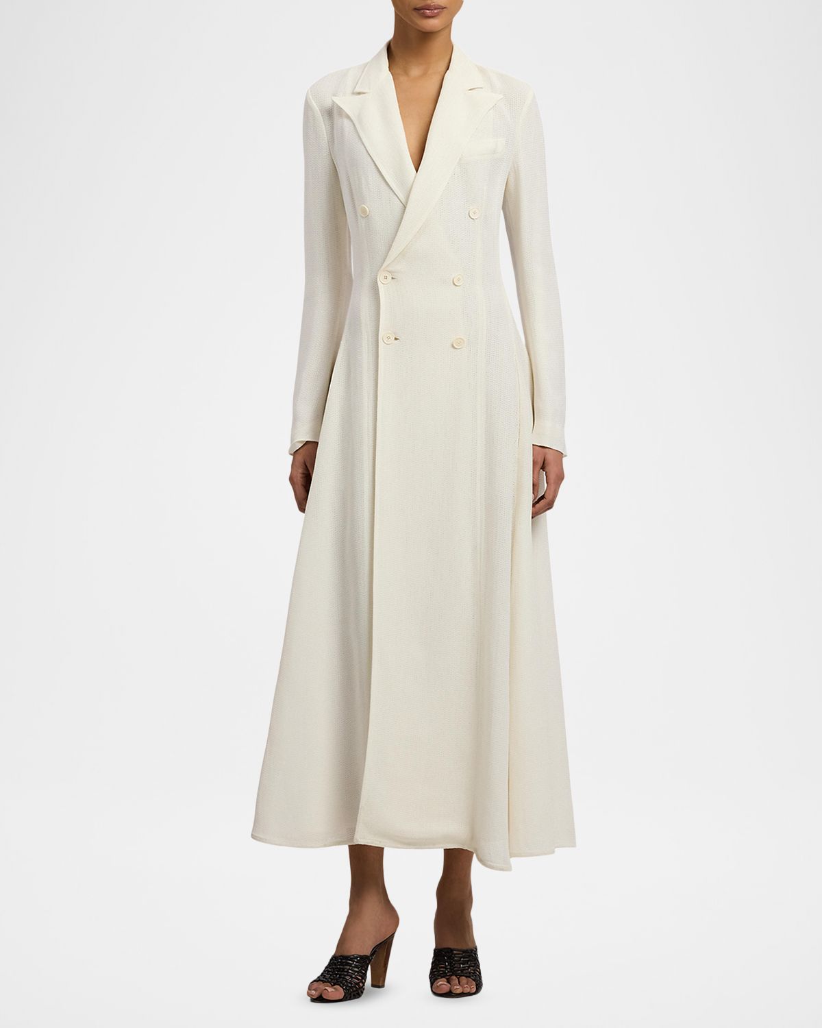 Ralph Lauren Collection Double-Breasted Mesh Midi Blazer Dress
