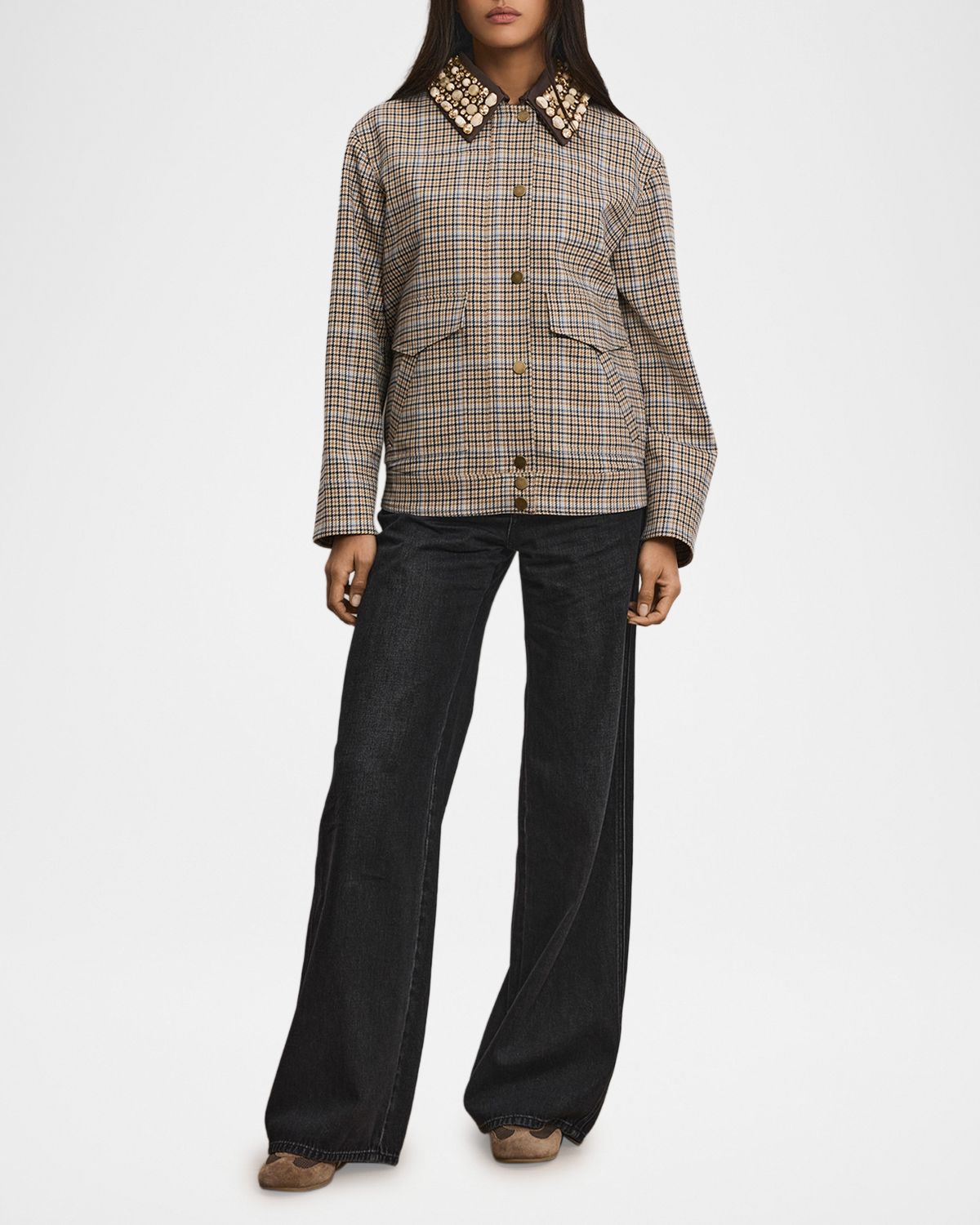 Veronica Beard Kasper Boxy Plaid-Print Jacket