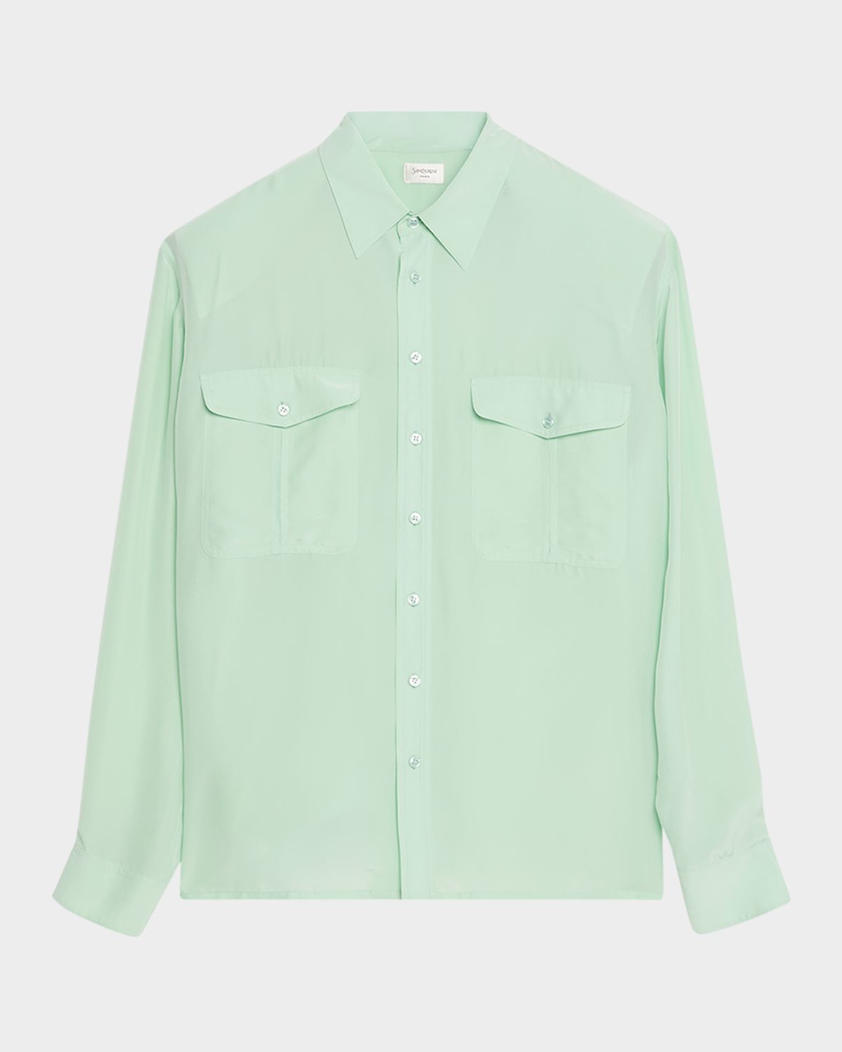 Saint Laurent Men 's Viscose and Silk Double-Pocket Button-Down Shirt